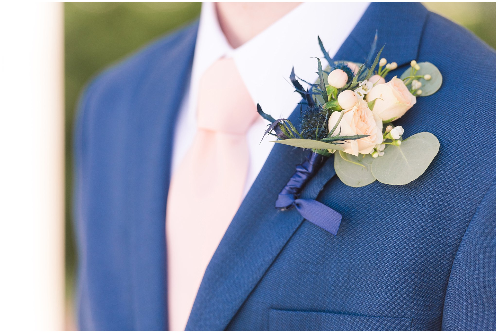 Bride and Groom portraits on wedding day | Groom wearing blue suit and blush tie | Bountiful Temple Wedding and Oak Hills Reception | Jessie and Dallin Photography