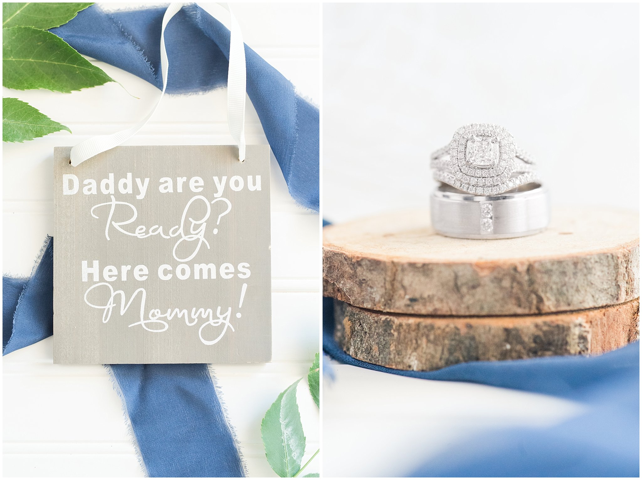 Sign for baby ring bearer walking down the aisle and wedding rings | Log Haven Summer Mountain Wedding | Jessie and Dallin Photography