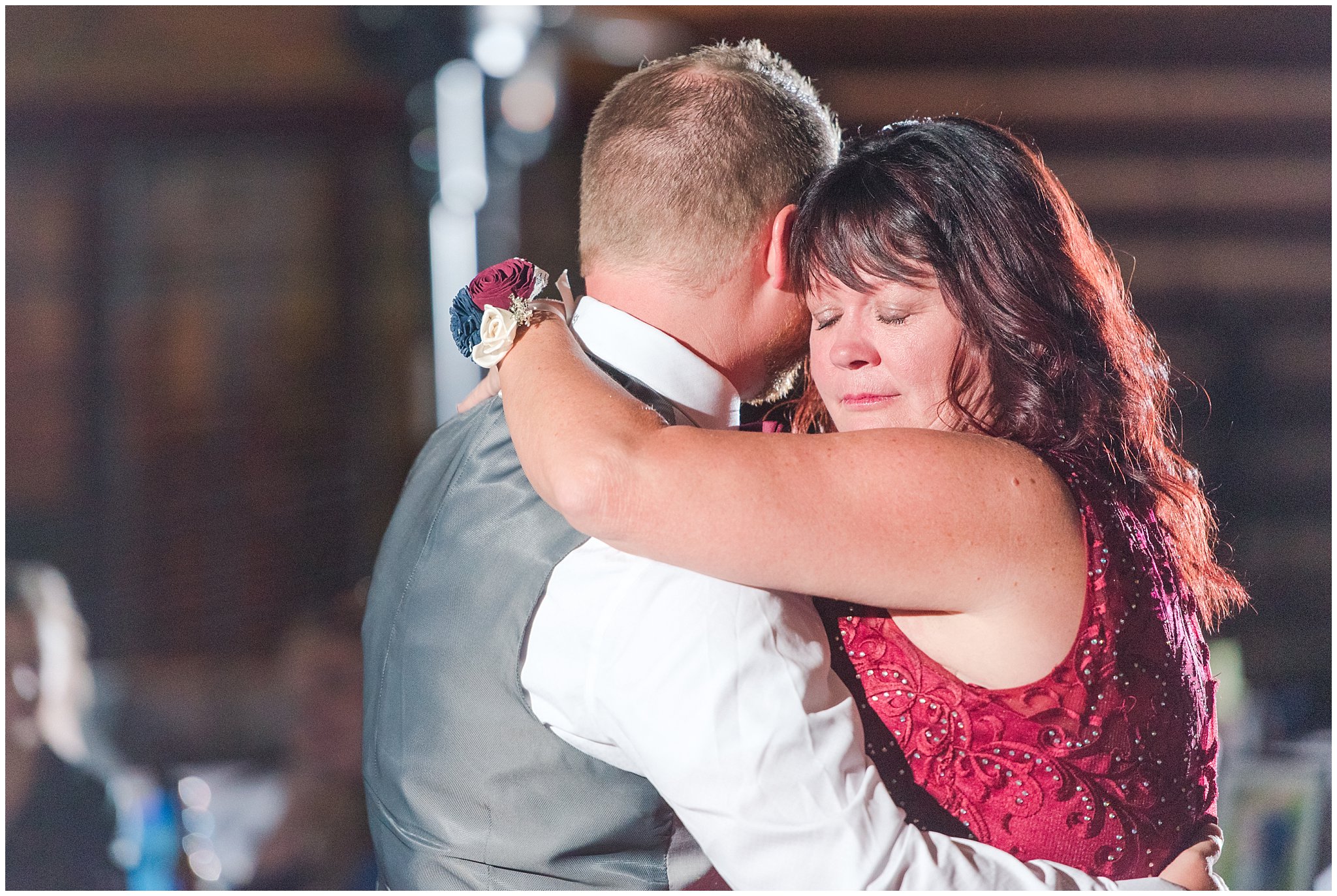 mother son dance during wedding reception | Log Haven Summer Mountain Wedding | Jessie and Dallin Photography