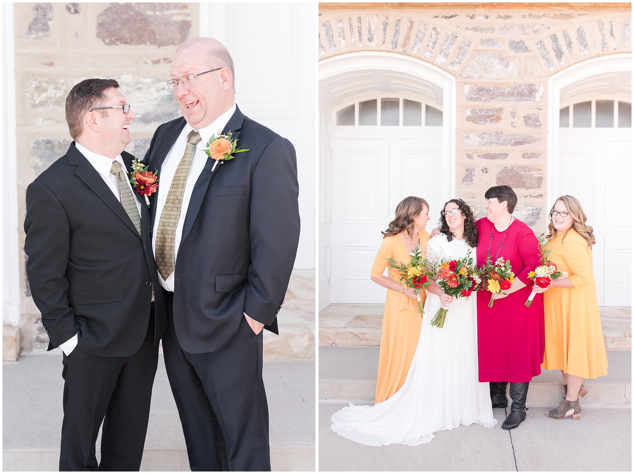 Family portraits with bride and groom and at the Logan Temple | Logan Temple Fall Wedding and Logan Country Club Reception | Jessie and Dallin Photography