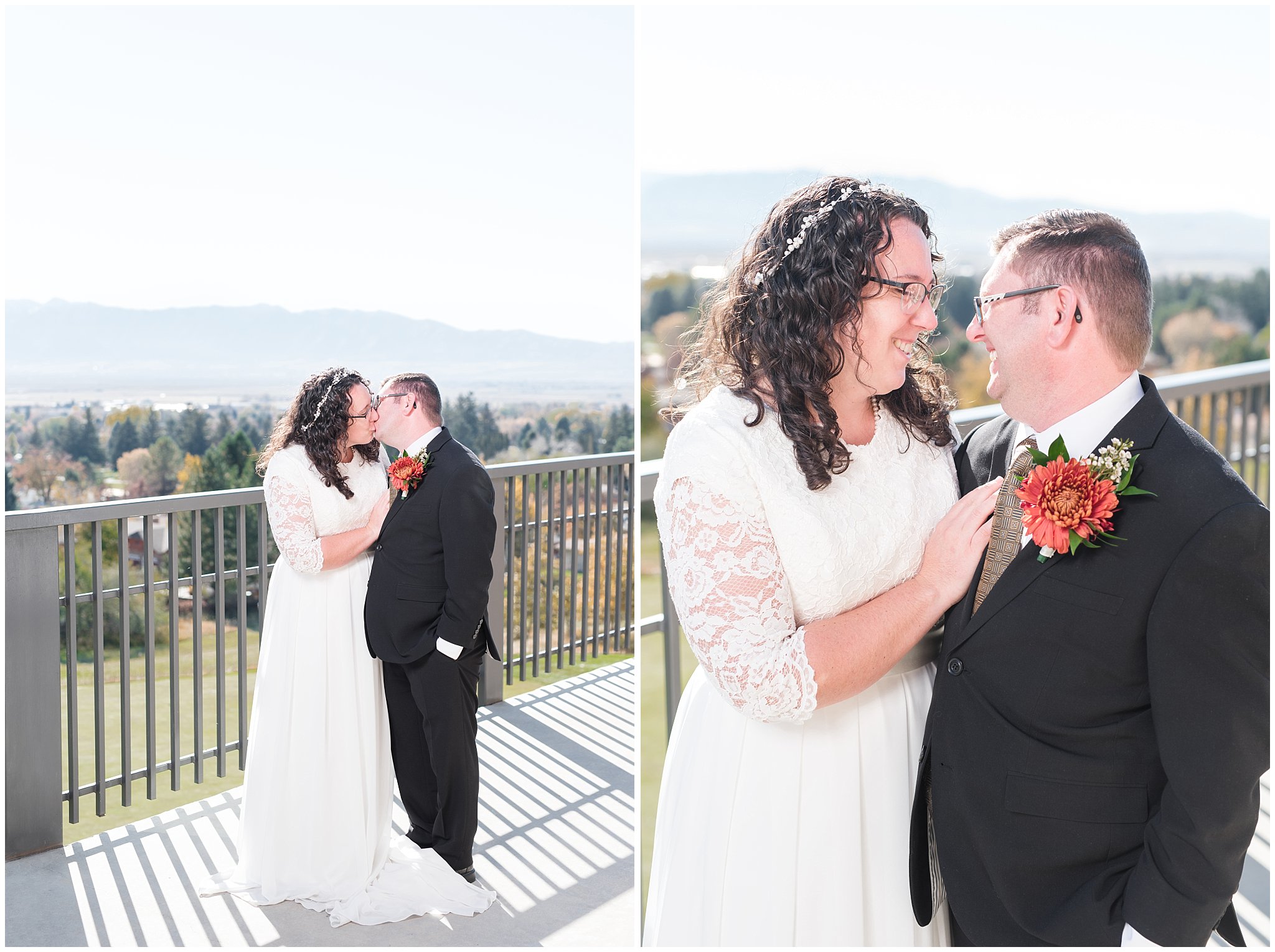 Bride and Groom portraits at Birch Creek Country Club luncheon | Logan Temple Fall Wedding and Logan Country Club Reception | Jessie and Dallin Photography