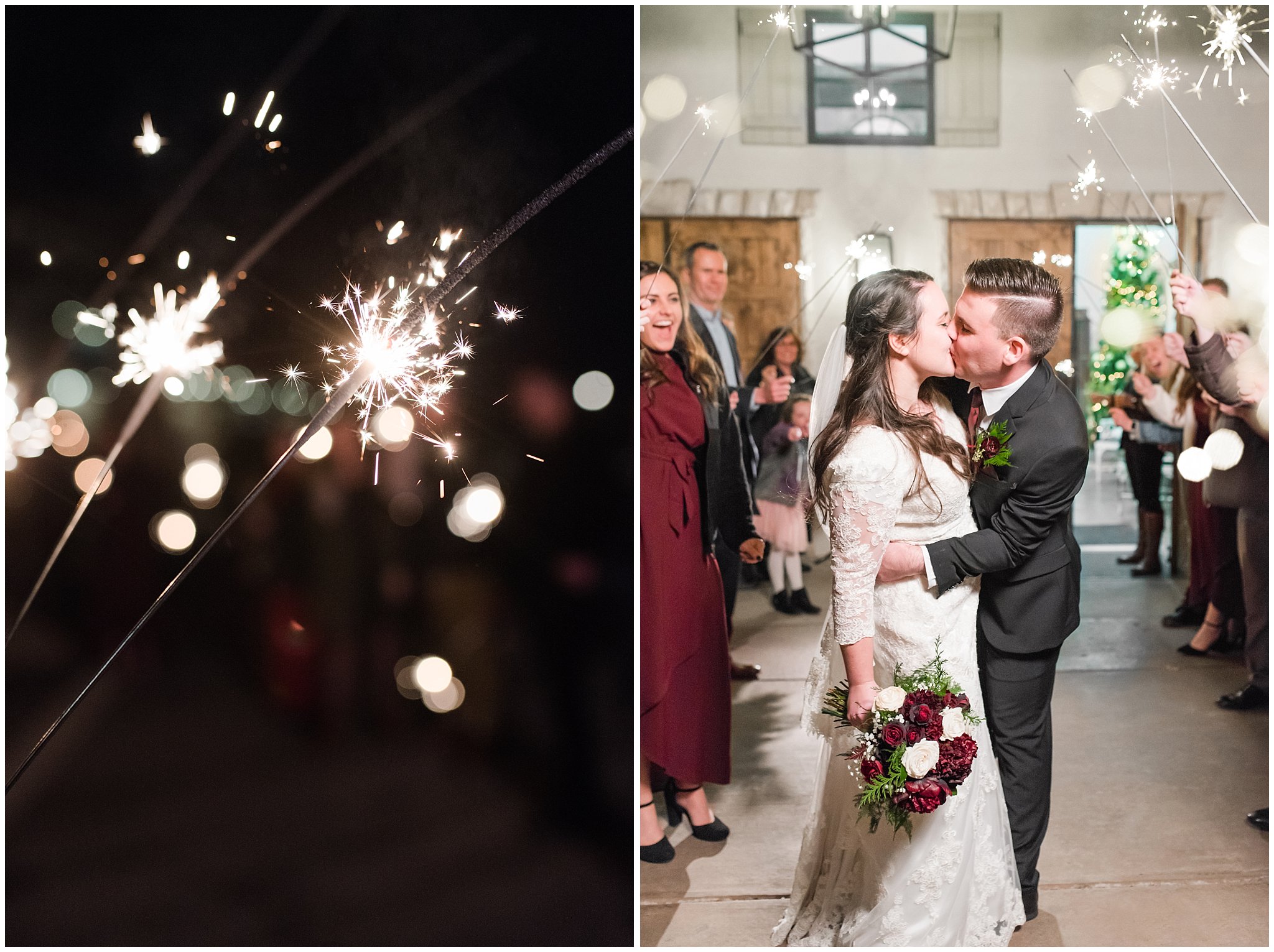 Sparkler Exit at the Gathering Place at Gardner Village | Gardner Village Wedding | The Gathering Place | Jessie and Dallin Photography