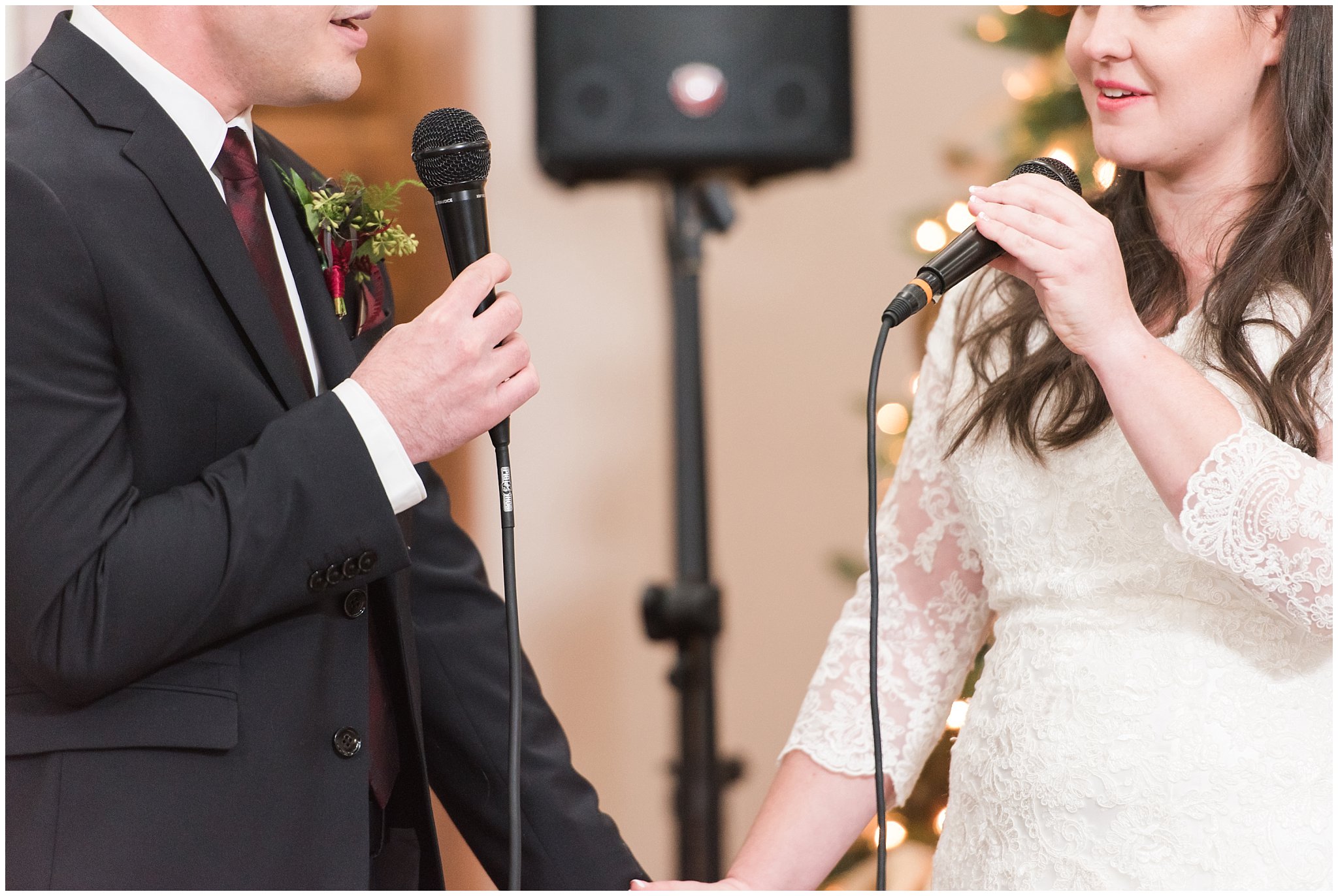 Bride and groom sing a song before dinner at the Gathering Place at Gardner Village | Gardner Village Wedding | The Gathering Place | Jessie and Dallin Photography