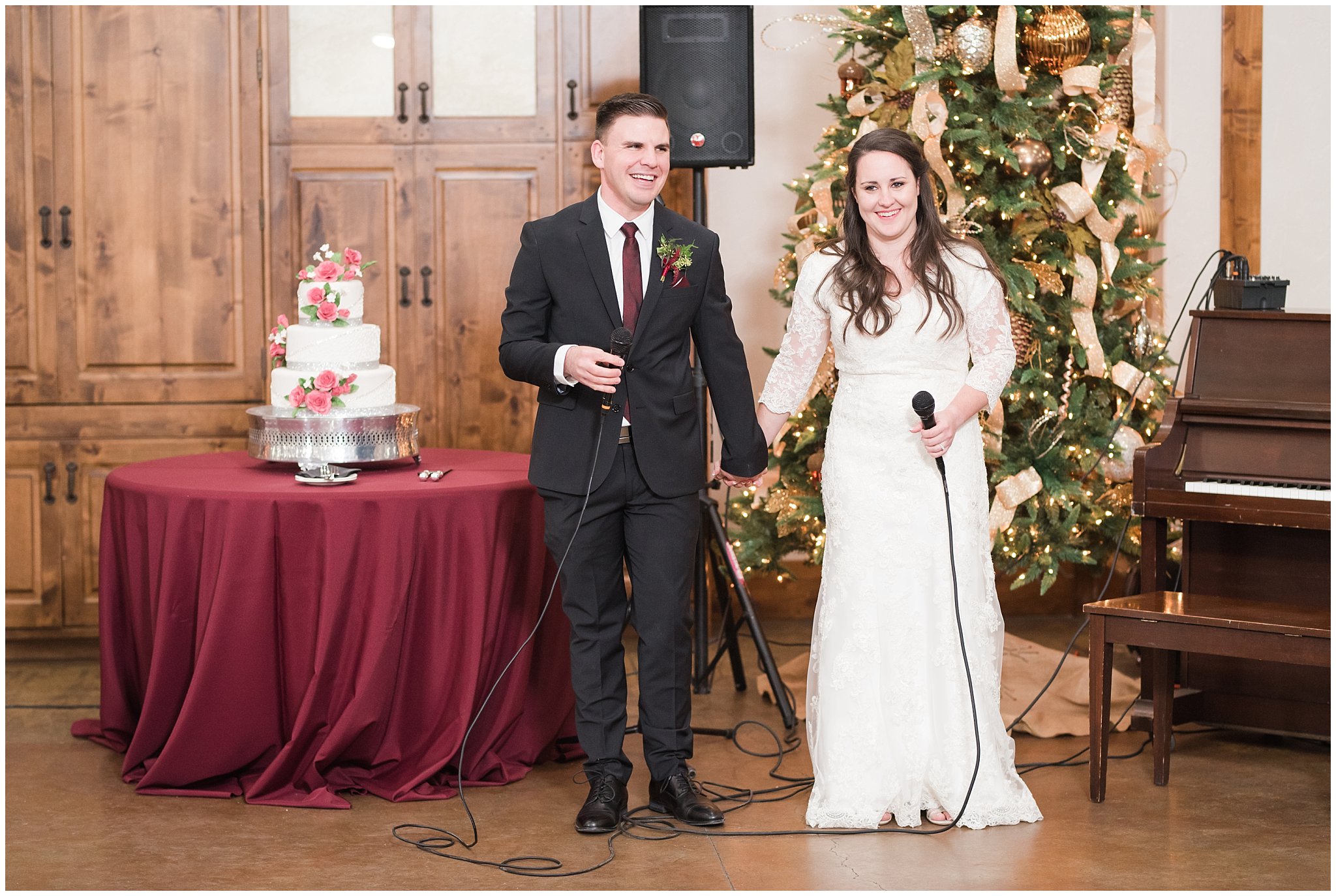 Bride and groom sing a song before dinner at the Gathering Place at Gardner Village | Gardner Village Wedding | The Gathering Place | Jessie and Dallin Photography