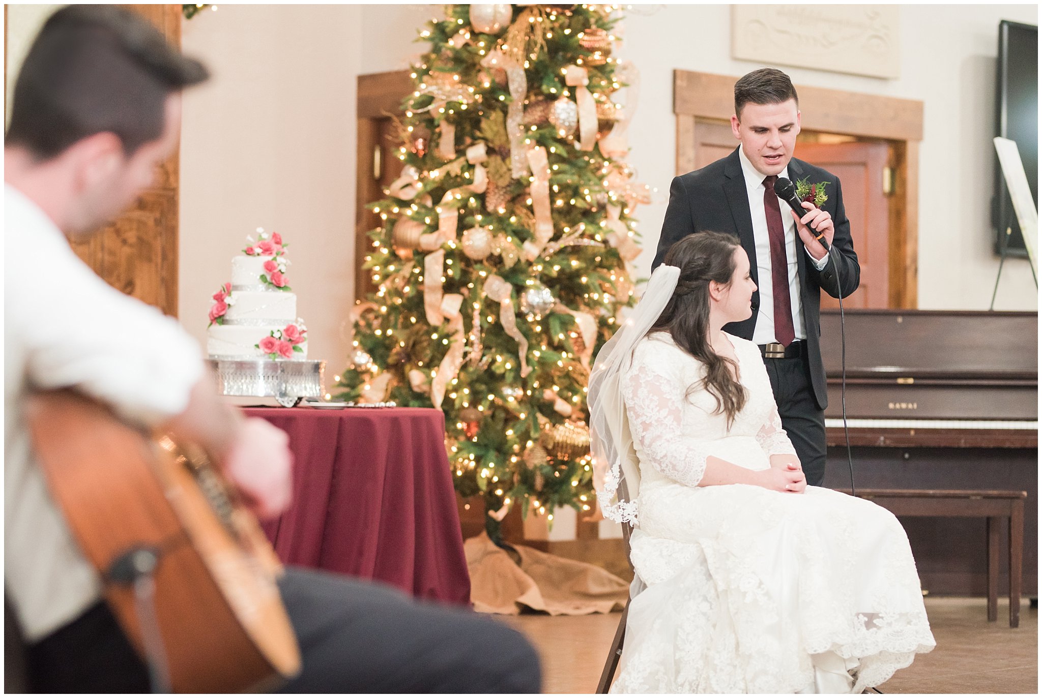 Bride and groom sing together at the Gathering Place at Gardner Village | Gardner Village Wedding | The Gathering Place | Jessie and Dallin Photography