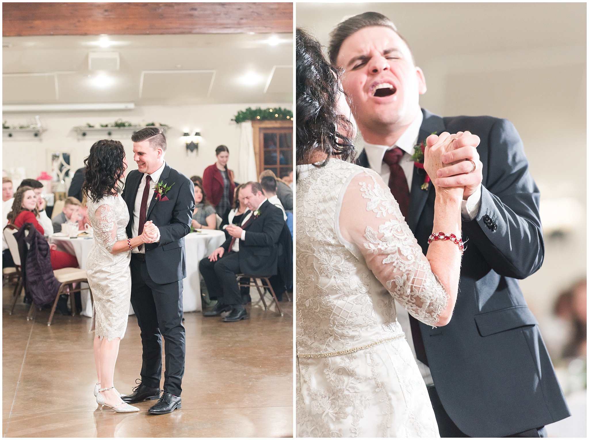 Mother son dance at the Gathering Place at Gardner Village | Gardner Village Wedding | The Gathering Place | Jessie and Dallin Photography