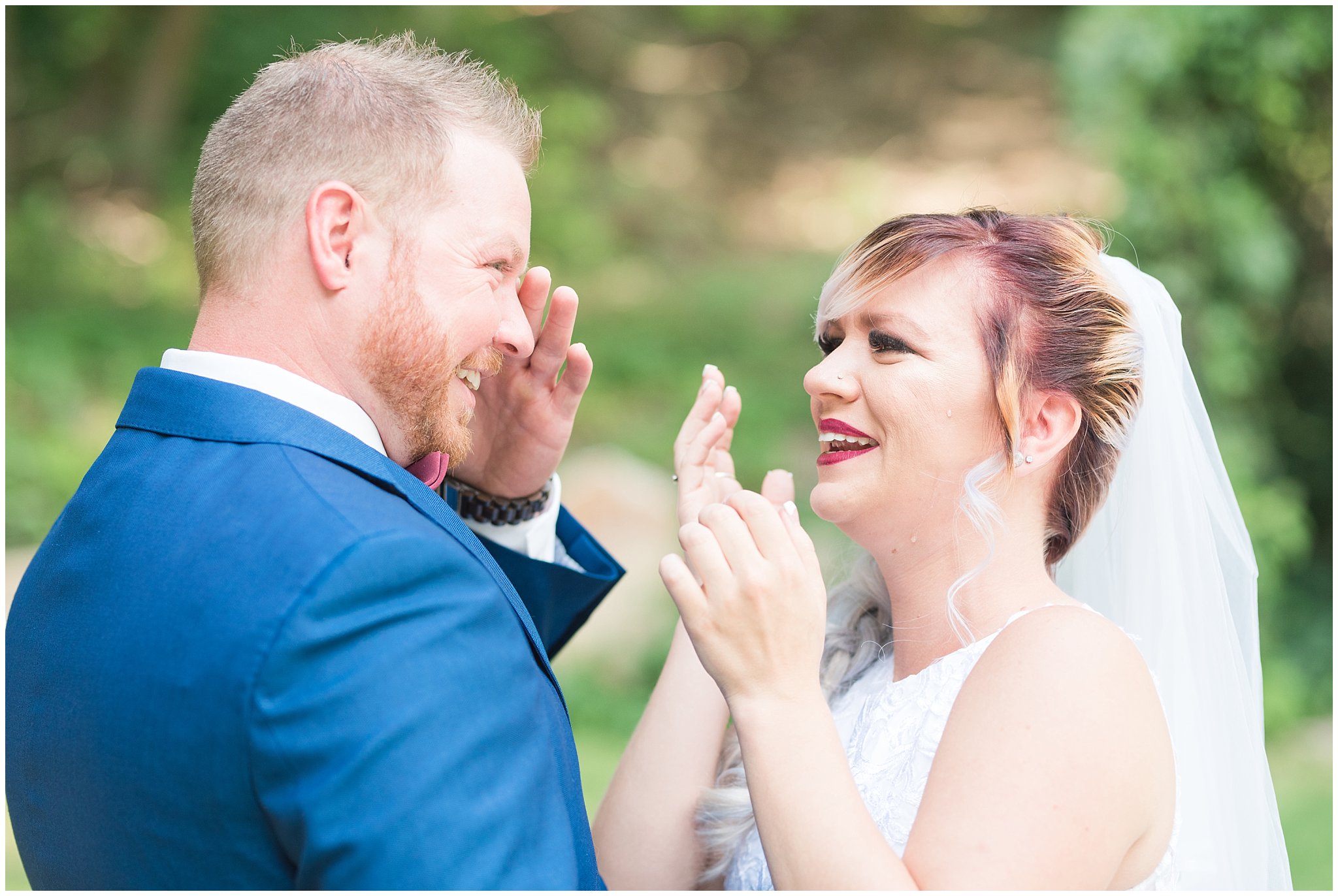 Emotional first look between bride and groom before wedding ceremony | Top Utah Wedding and Couples Photos 2019 | Jessie and Dallin Photography