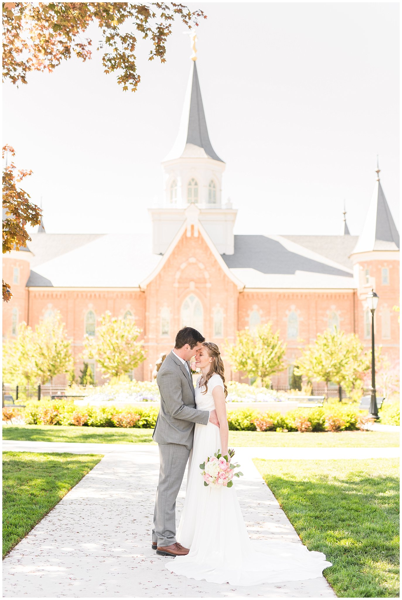 Bride and groom in front of the Provo City Center Temple on their wedding day | Top Utah Wedding and Couples Photos 2019 | Jessie and Dallin Photography
