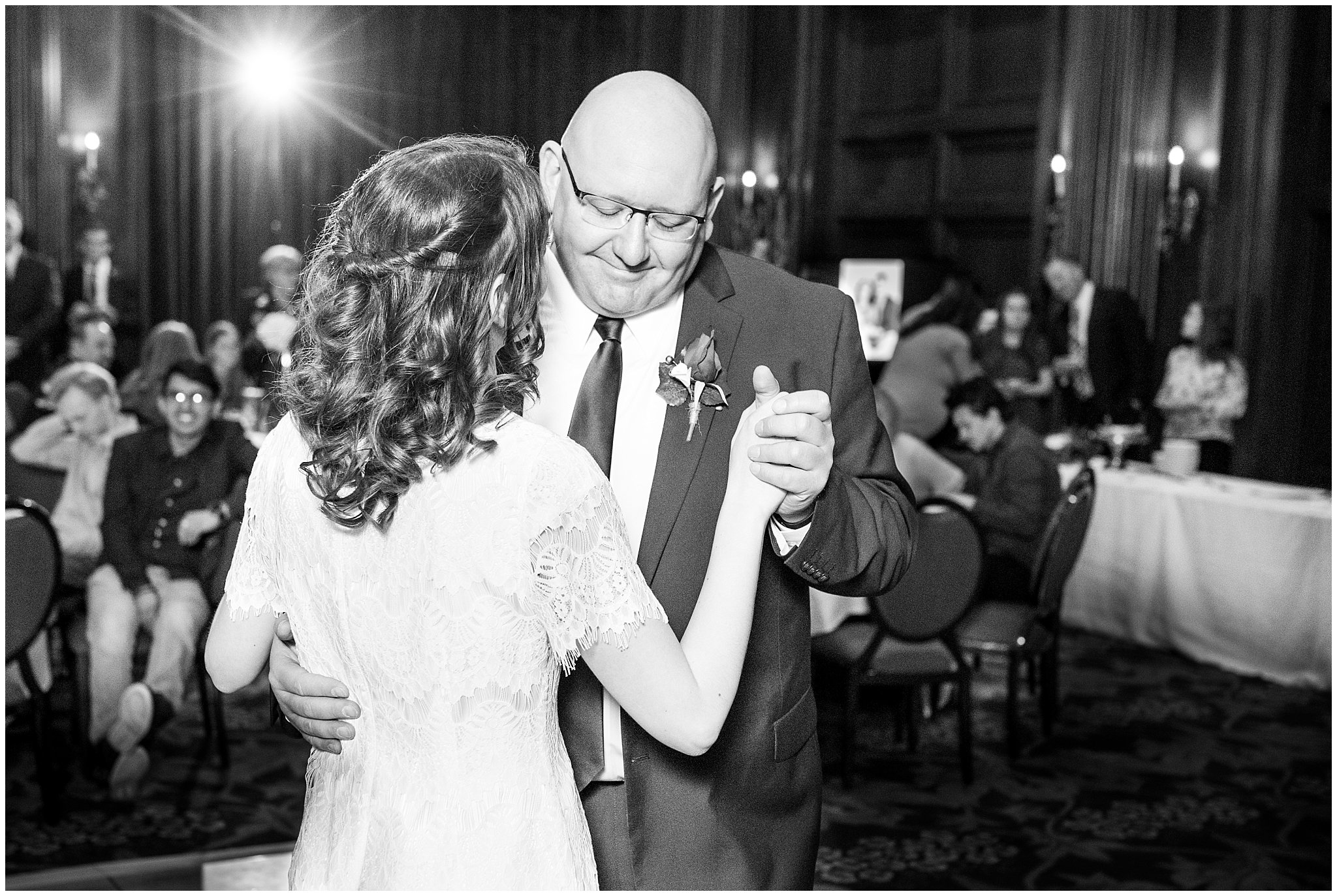 Parent dancing at the Empire Room at Joseph Smith Memorial Building | navy and burgundy colors | Bountiful Temple Wedding and Joseph Smith Memorial Reception | Jessie and Dallin Photography