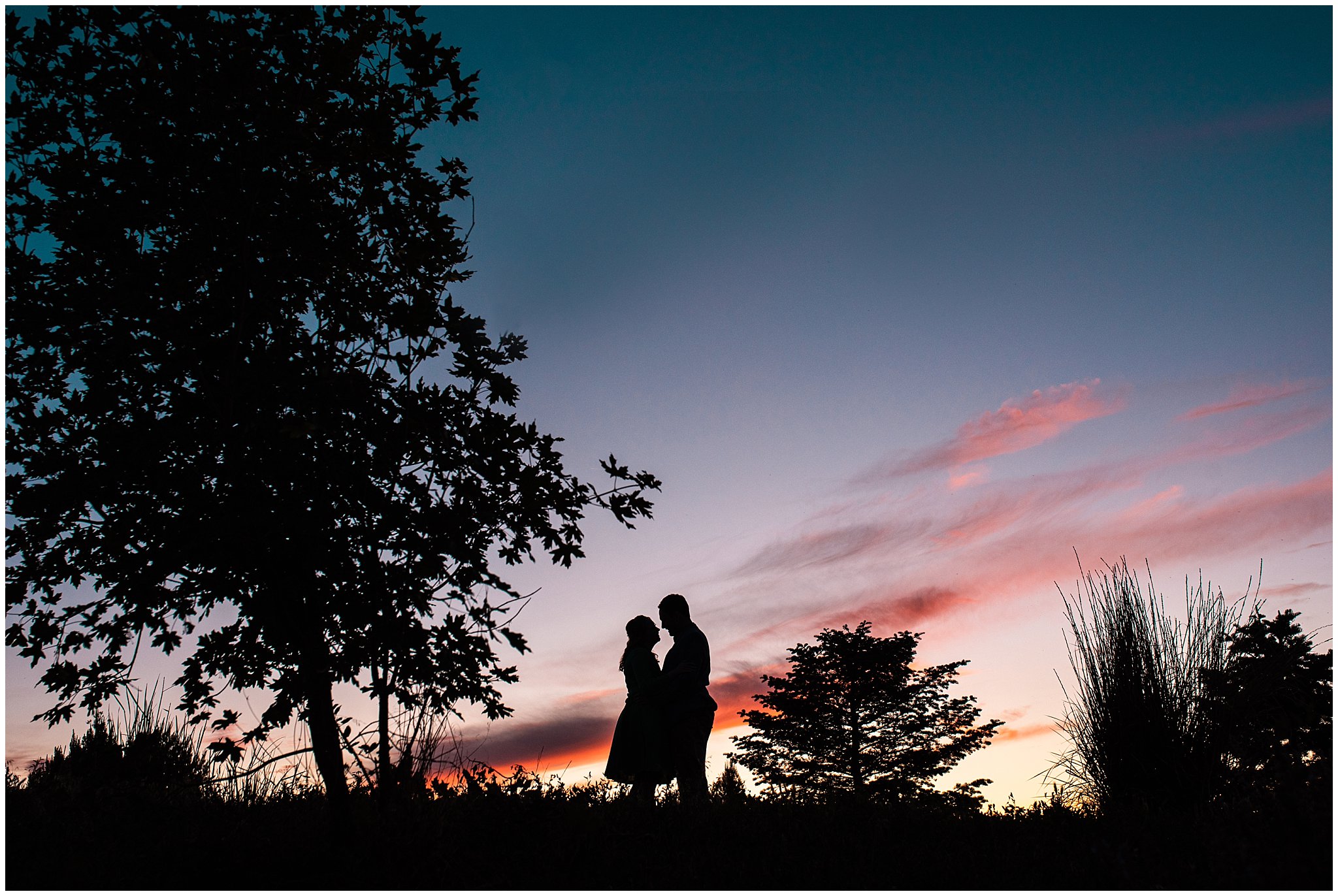 Sunset silhouette engagement session in a garden | Summer USU Botanical Garden Engagement Session | Jessie and Dallin Photography