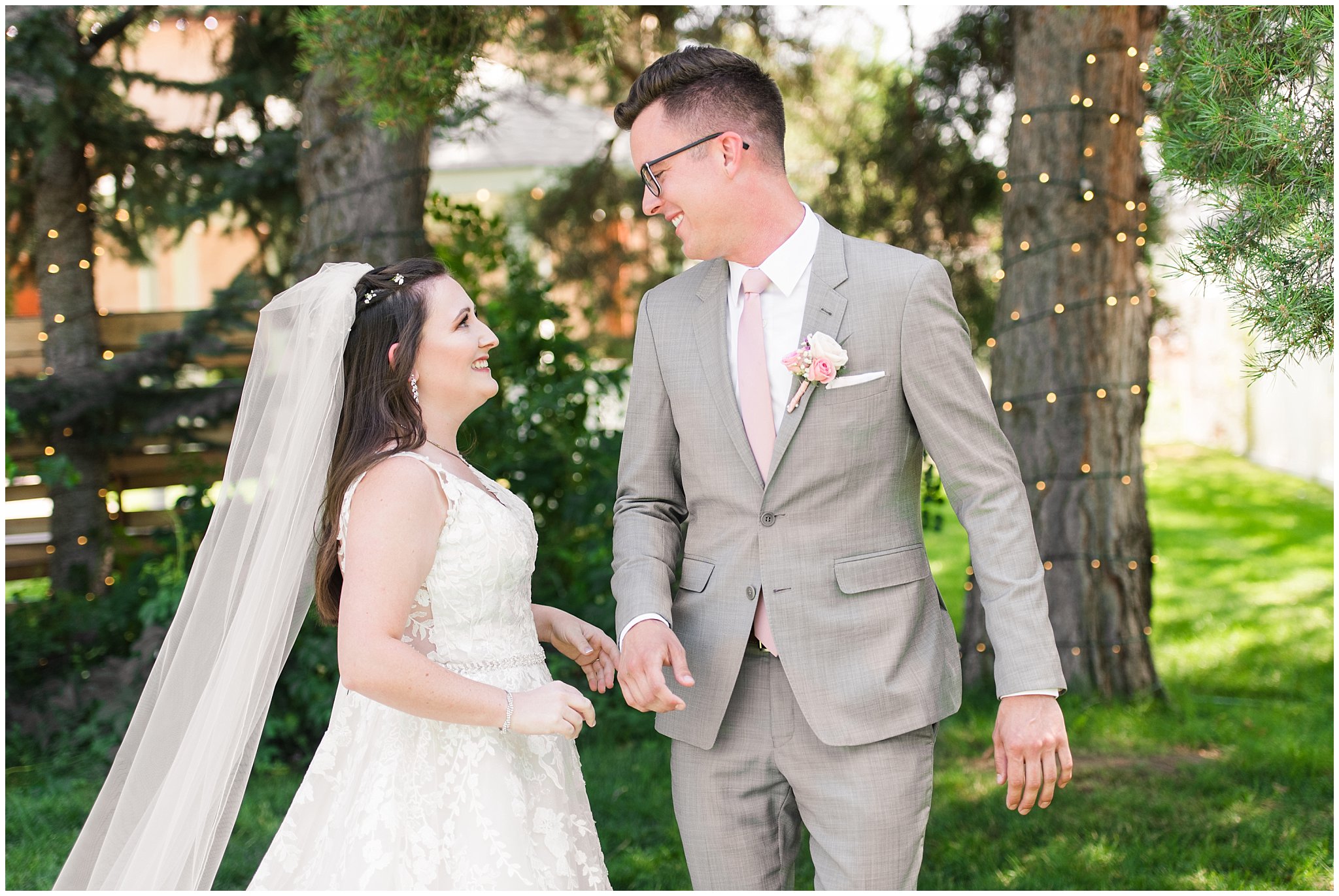 First look | Oak Hills Utah Dusty Rose and Gray Summer Wedding | Jessie and Dallin Photography