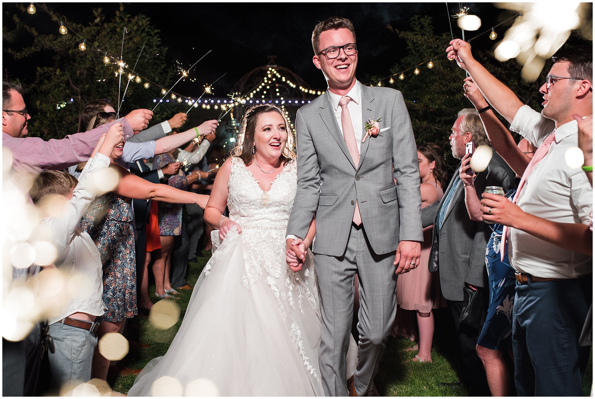 Sparkler Exit | Oak Hills Utah Dusty Rose and Gray Summer Wedding | Jessie and Dallin Photography