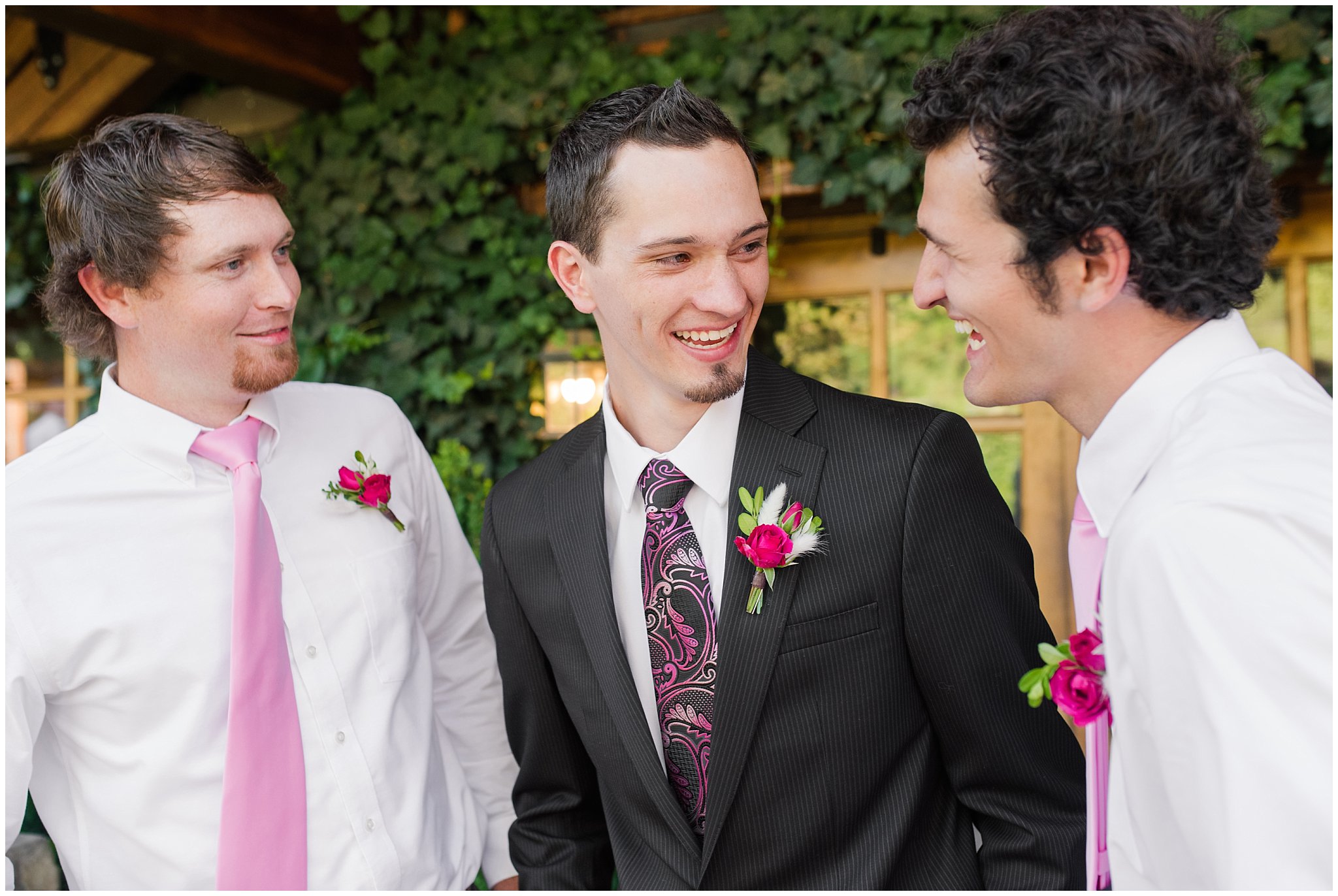 Groom with groomsmen laughing | Wadley Farms Summer Wedding | Jessie and Dallin Photography