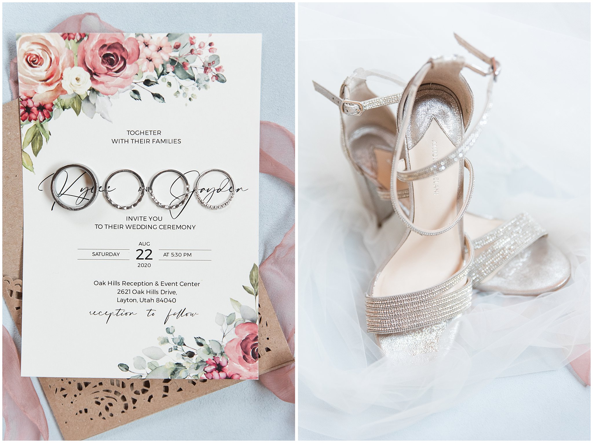 Invitation Suite and bridal details | Dusty Blue and Rose Summer Wedding at Oak Hills Utah | Jessie and Dallin Photography