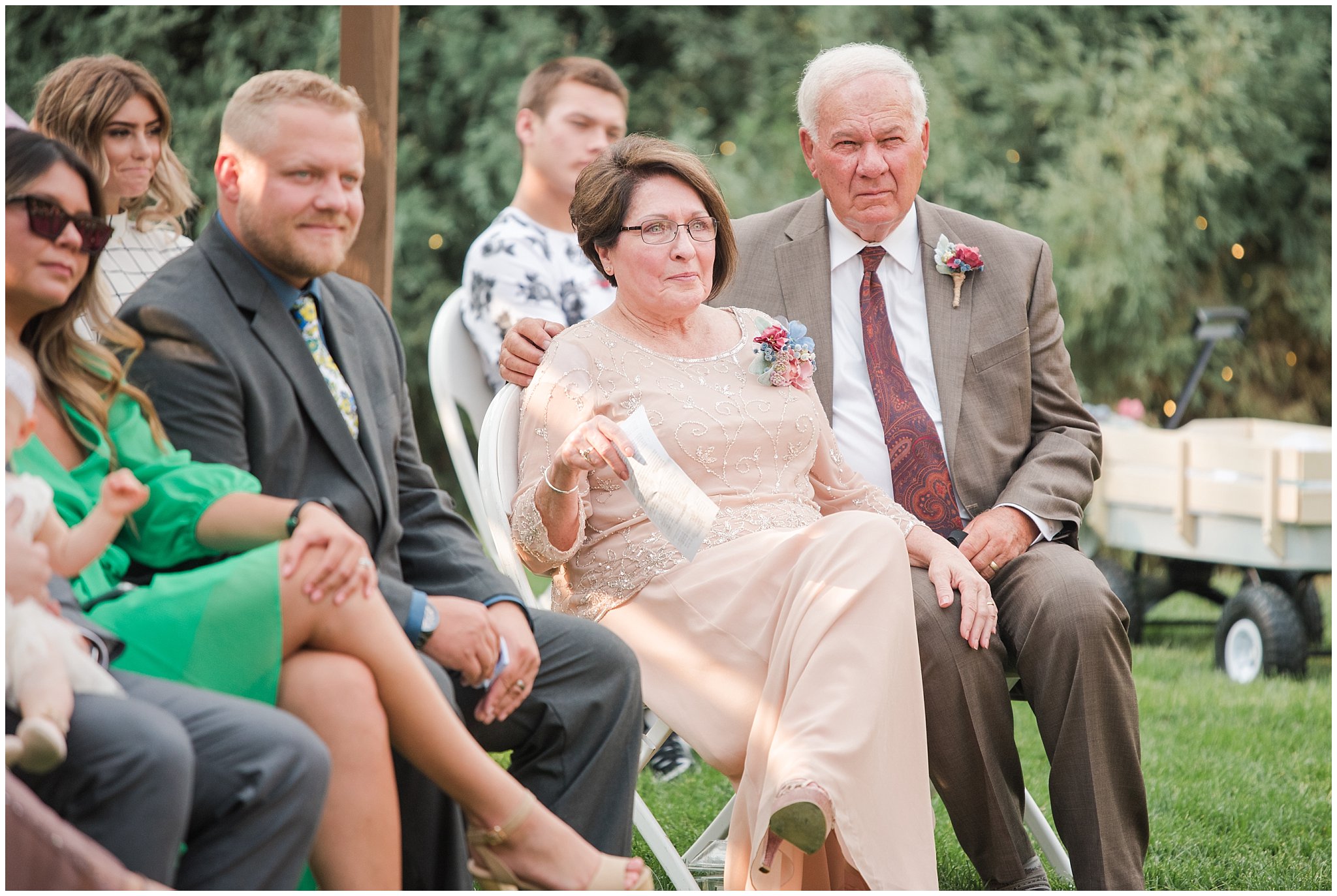 Grandparents at wedding ceremony | Dusty Blue and Rose Summer Wedding at Oak Hills Utah | Jessie and Dallin Photography
