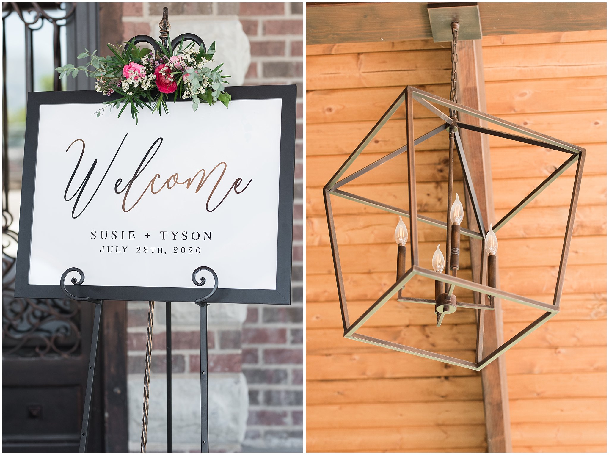 Outdoor details and welcome wedding sign at Talia Event Center Summer Wedding | Jessie and Dallin Photography