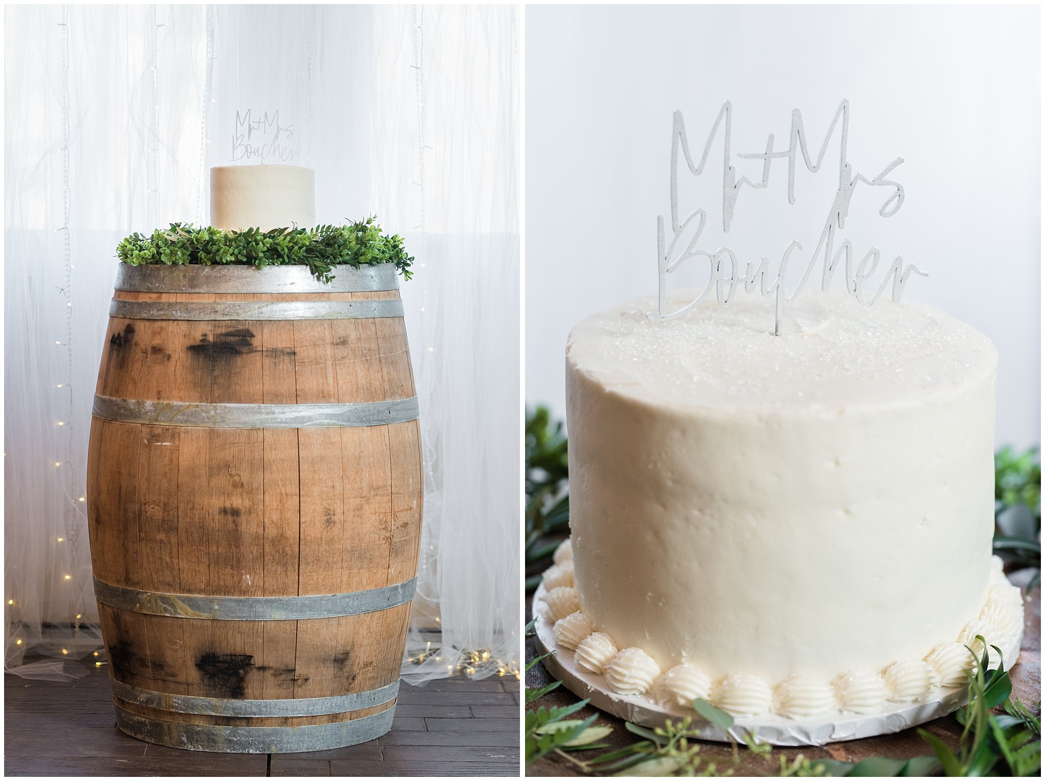 Cake cutting in bar with lots of emotion | Sage Green and Gray Summer Wedding at Oak Hills | Jessie and Dallin Photography