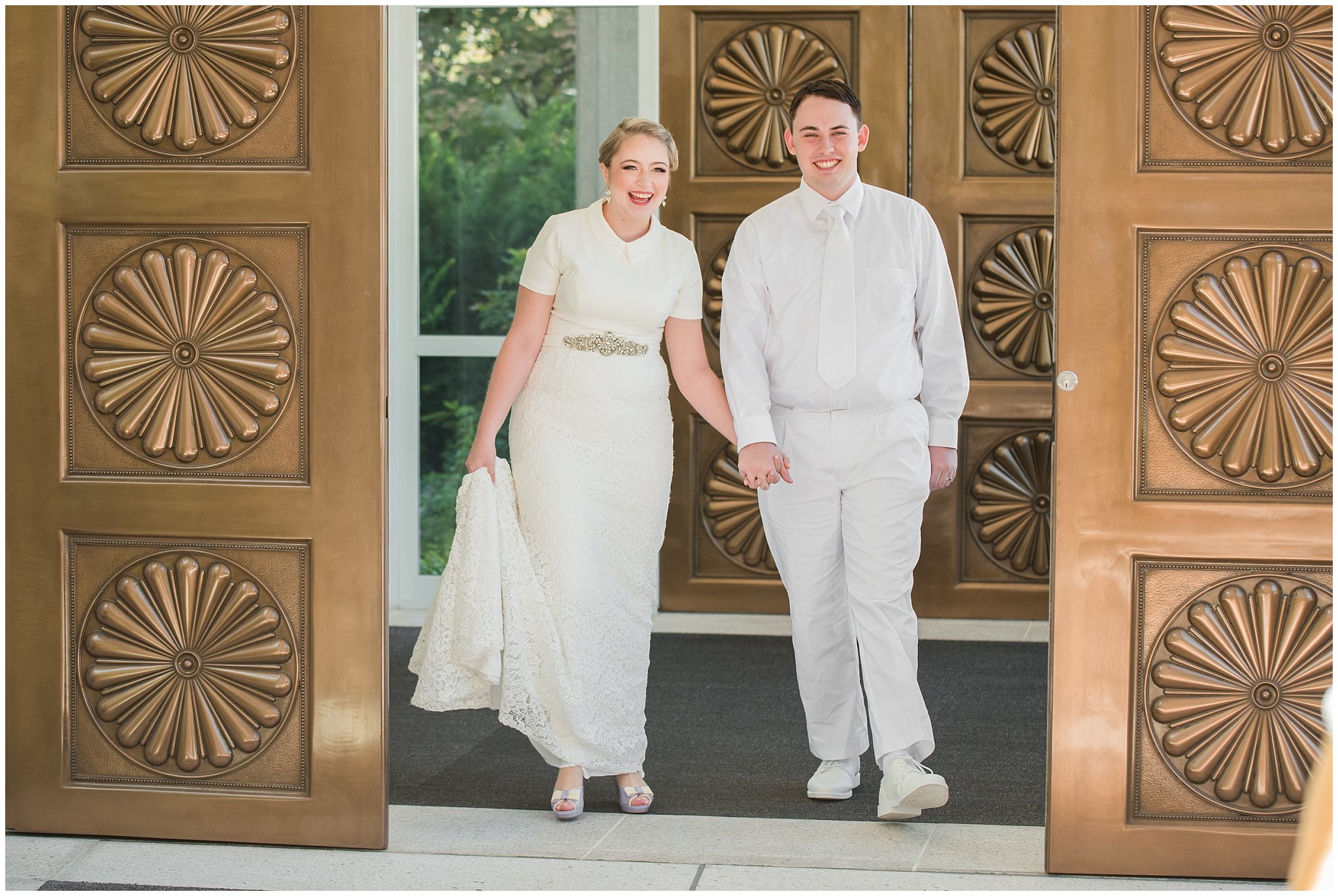 Bountiful Temple wedding exit during covid | Fountain View Event Venue and Bountiful Temple Wedding | Jessie and Dallin Photography