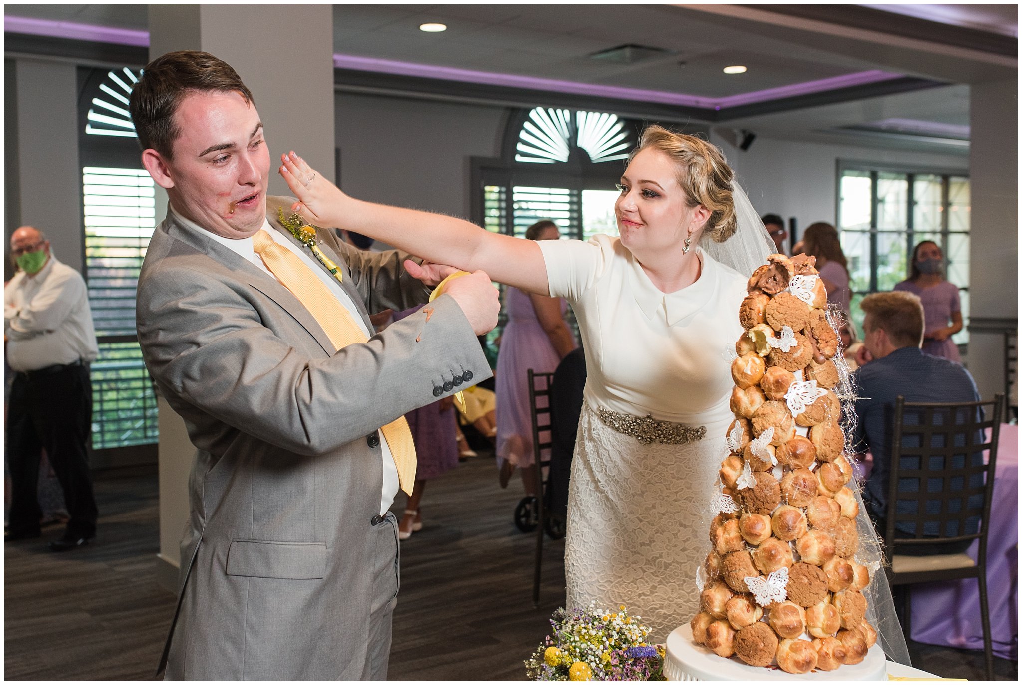 Croquembouche during Fountain View Event Venue reception details | Fountain View Event Venue and Bountiful Temple Wedding | Jessie and Dallin Photography