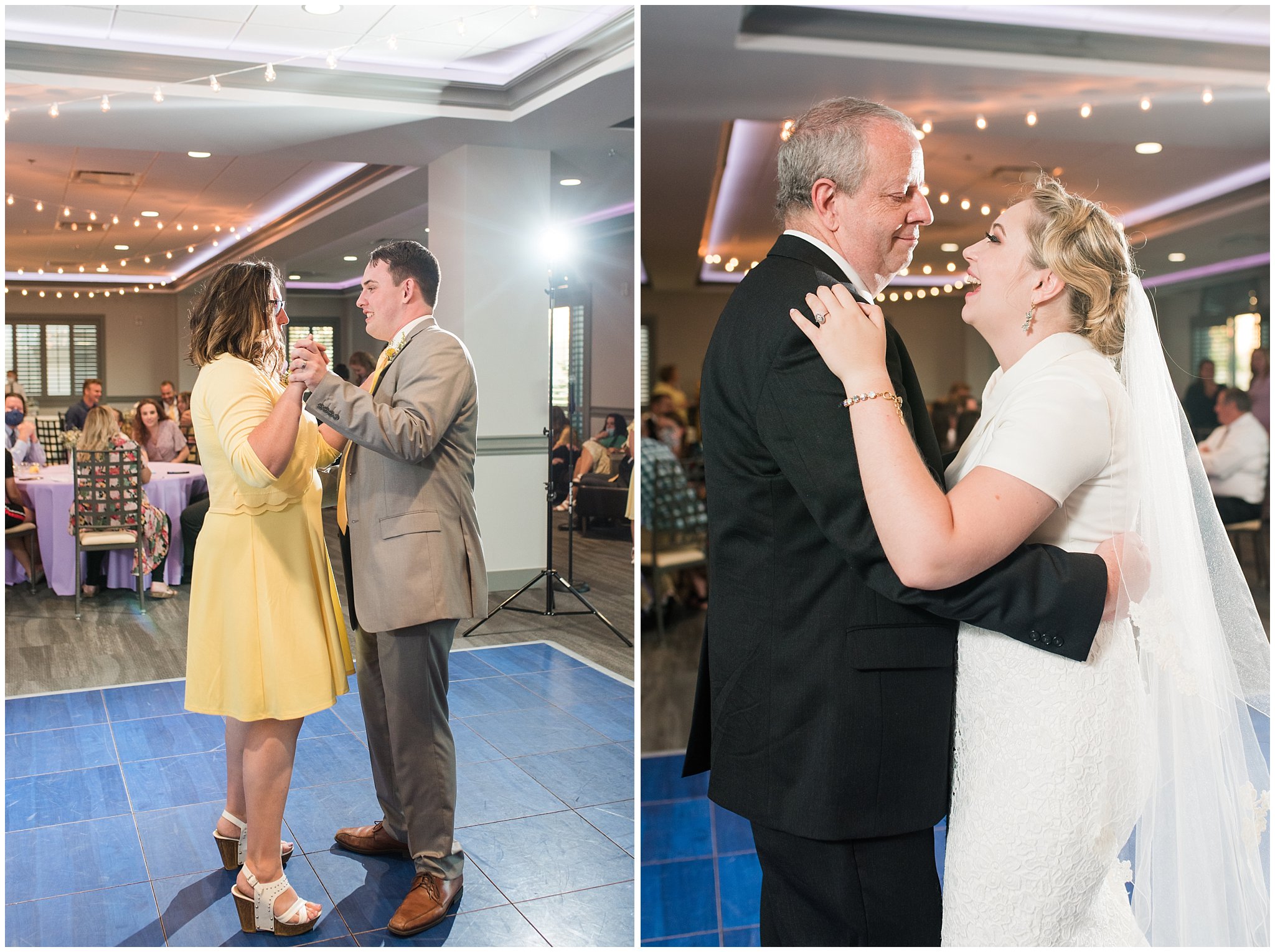 Father daughter and mother son dance during Fountain View Event Venue reception details | Fountain View Event Venue and Bountiful Temple Wedding | Jessie and Dallin Photography