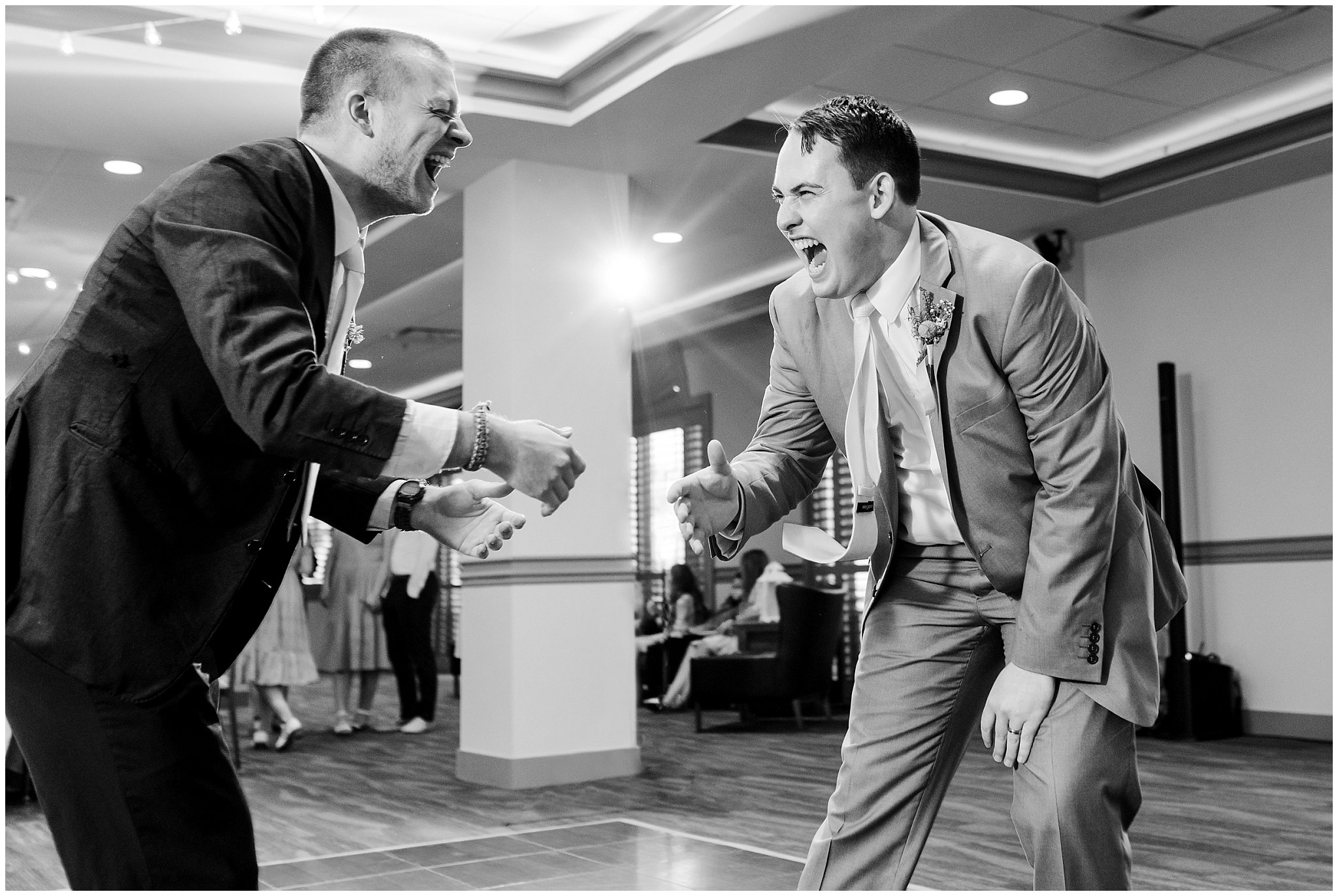 Party and group dancing during Fountain View Event Venue reception details | Fountain View Event Venue and Bountiful Temple Wedding | Jessie and Dallin Photography