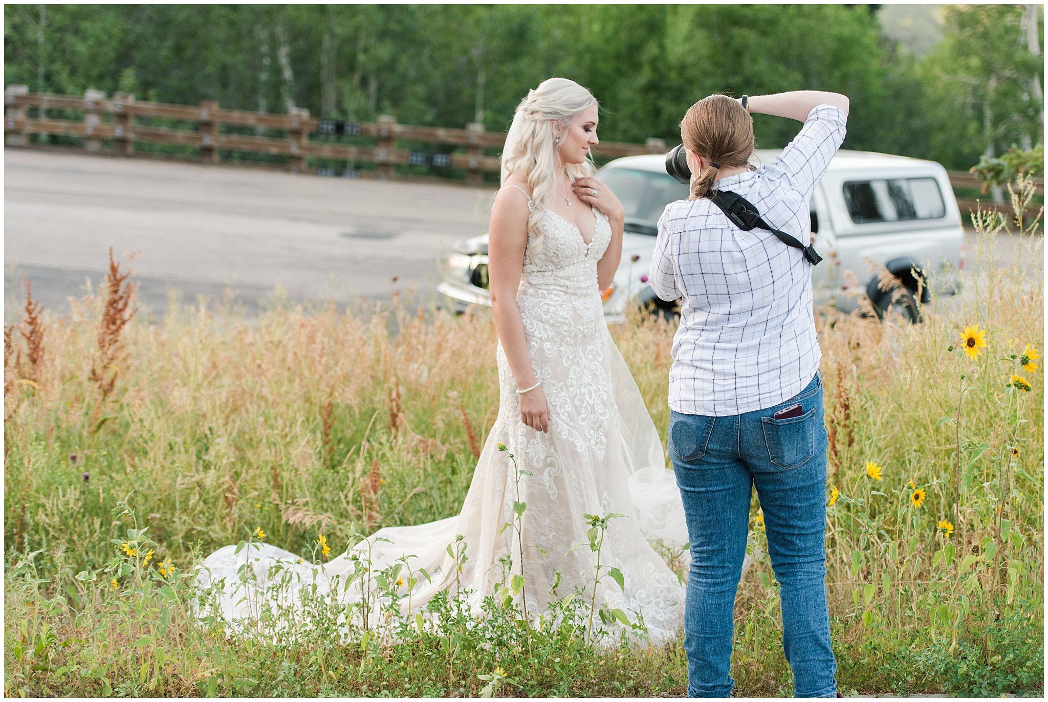 Jessie photographing a bride
