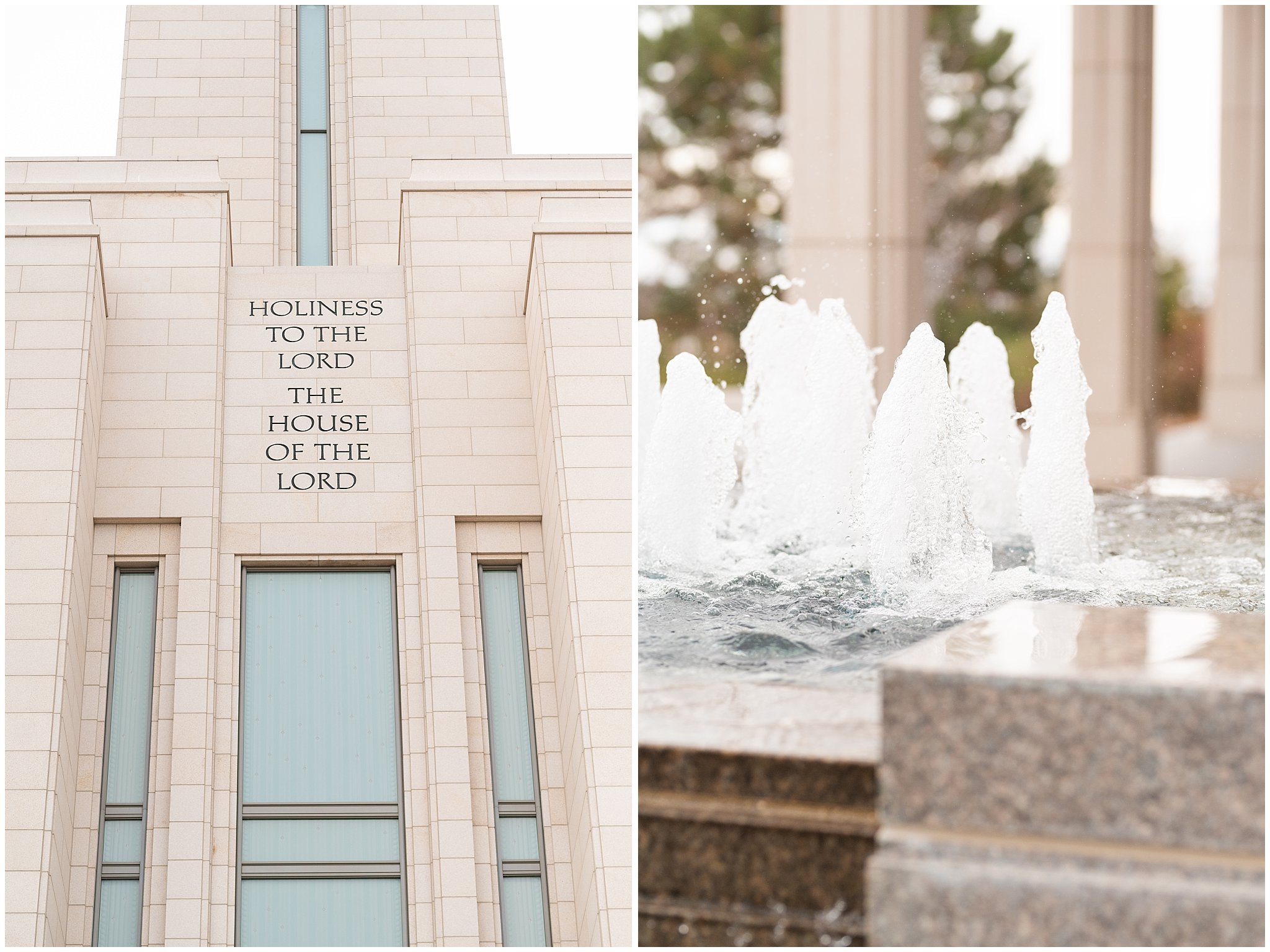 Temple details | Oquirrh Mountain Temple and Draper Day Barn Winter Wedding | Jessie and Dallin Photography
