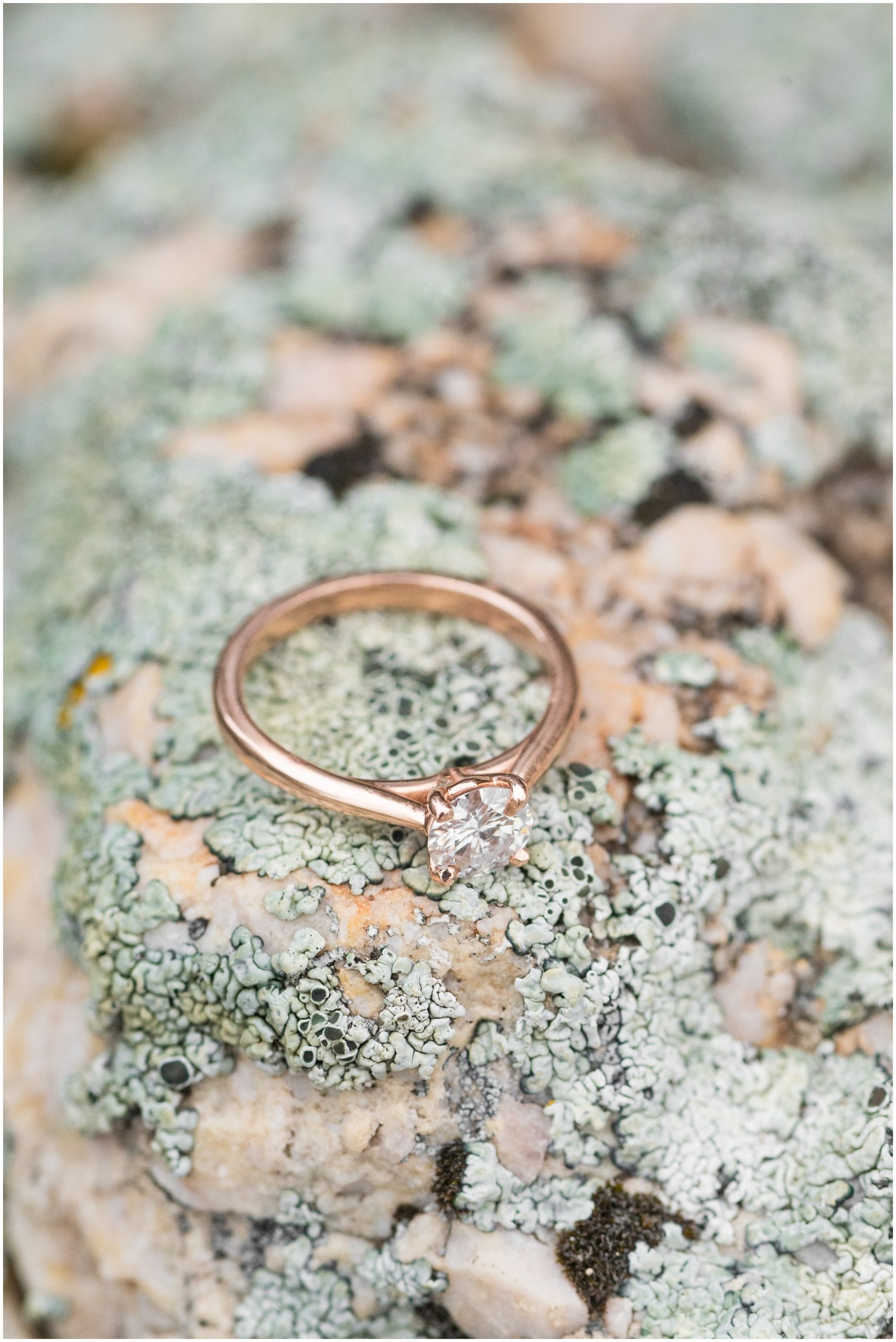 Rose gold engagement ring | Antelope Island Stormy Engagement Session | Jessie and Dallin Photography