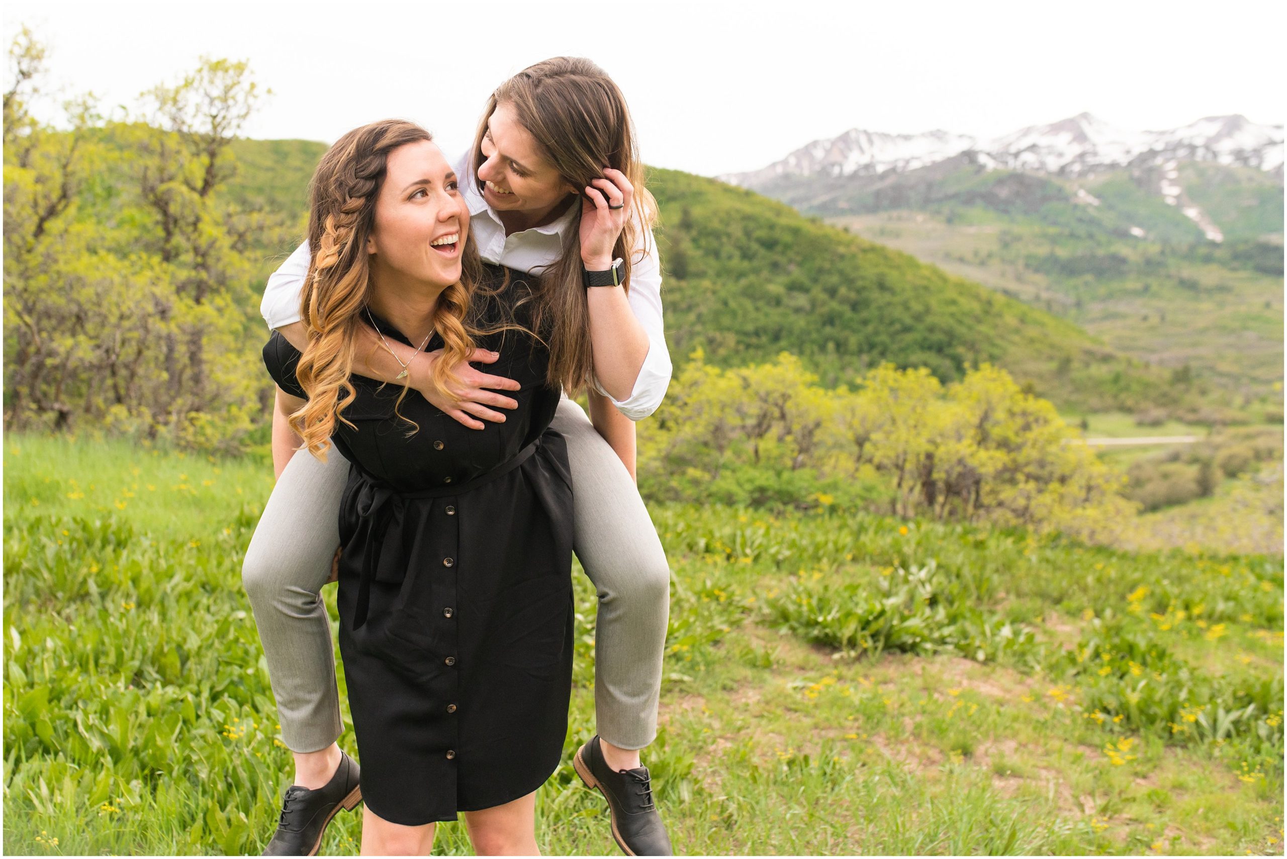 Couple in the mountains at Snowbasin | Utah Wildflower Summer Engagement Session | Jessie and Dallin Photography