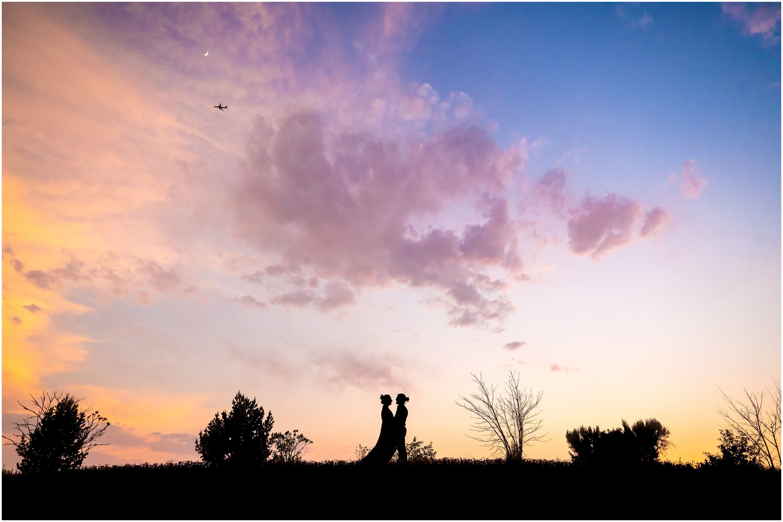 Sunset Silhouette with couple during Utah Botanical Garden Engagement | Jessie and Dallin Photography