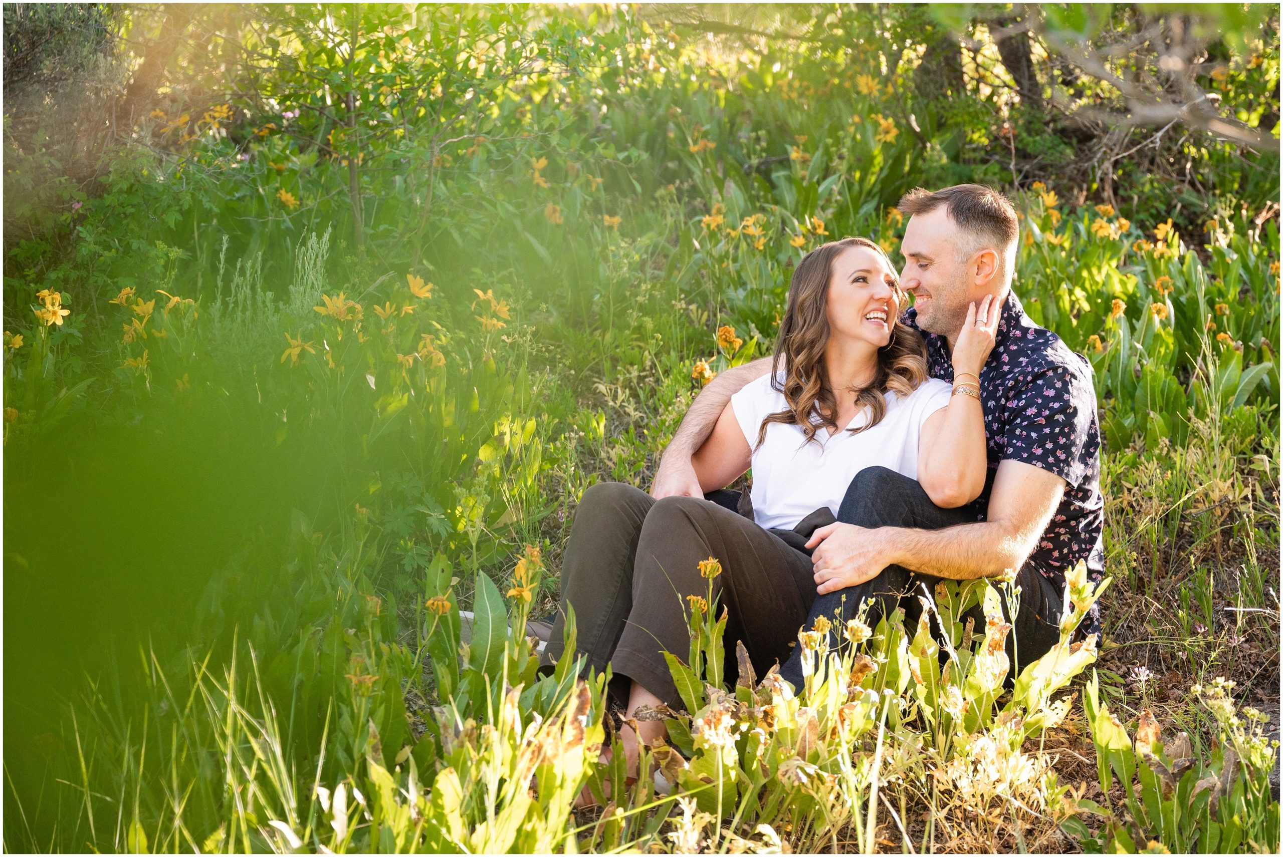 Couple at Snowbasin during their Utah Mountain Destination Engagement | Jessie and Dallin Photography