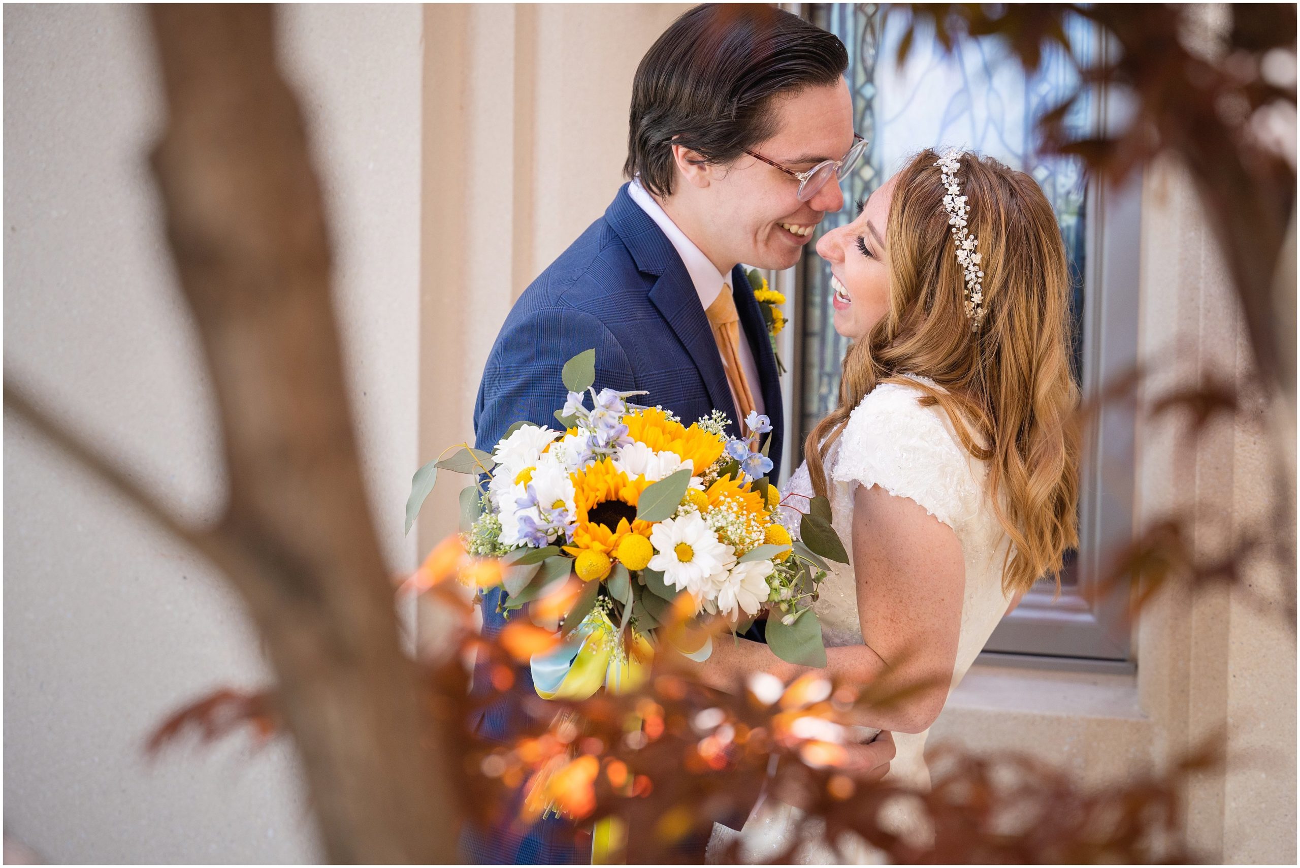 Bride and Groom portraits at the the temple | Payson Temple and White Willow Wedding | Jessie and Dallin Photography