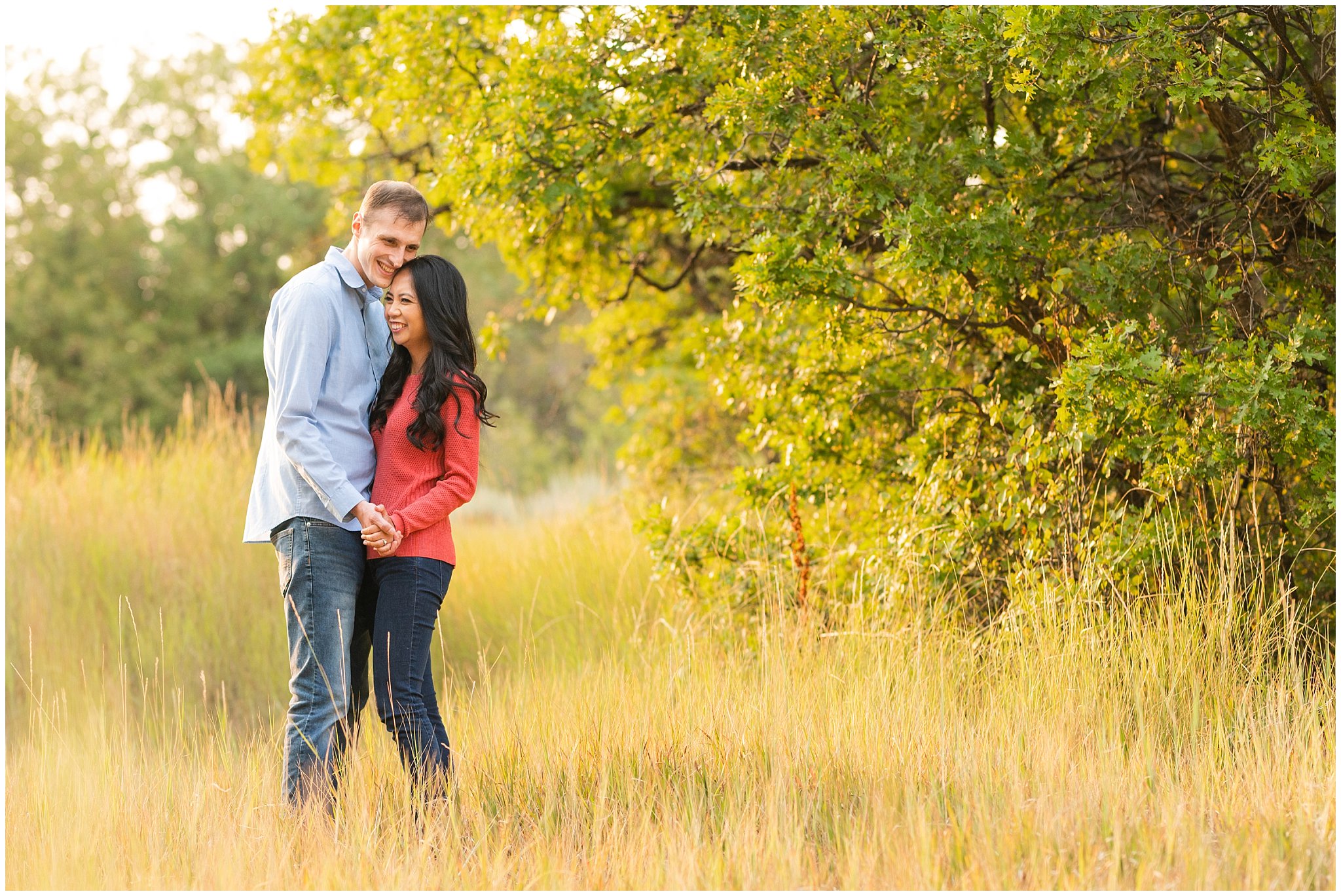 Couple laughing in the mountains | Summer Utah Mountain Engagement | Jessie and Dallin Photography