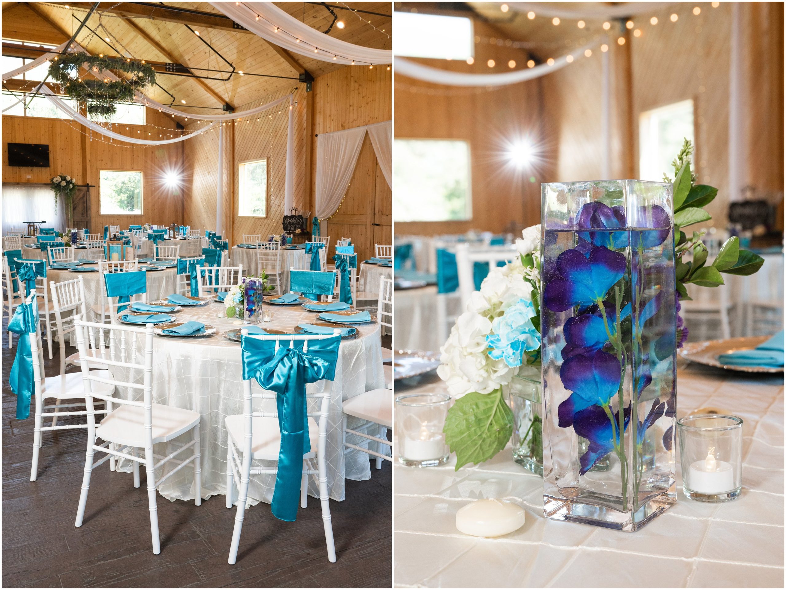 Barn wedding reception | Orchid Inspired Summer Wedding at Oak Hills Utah | Jessie and Dallin Photography