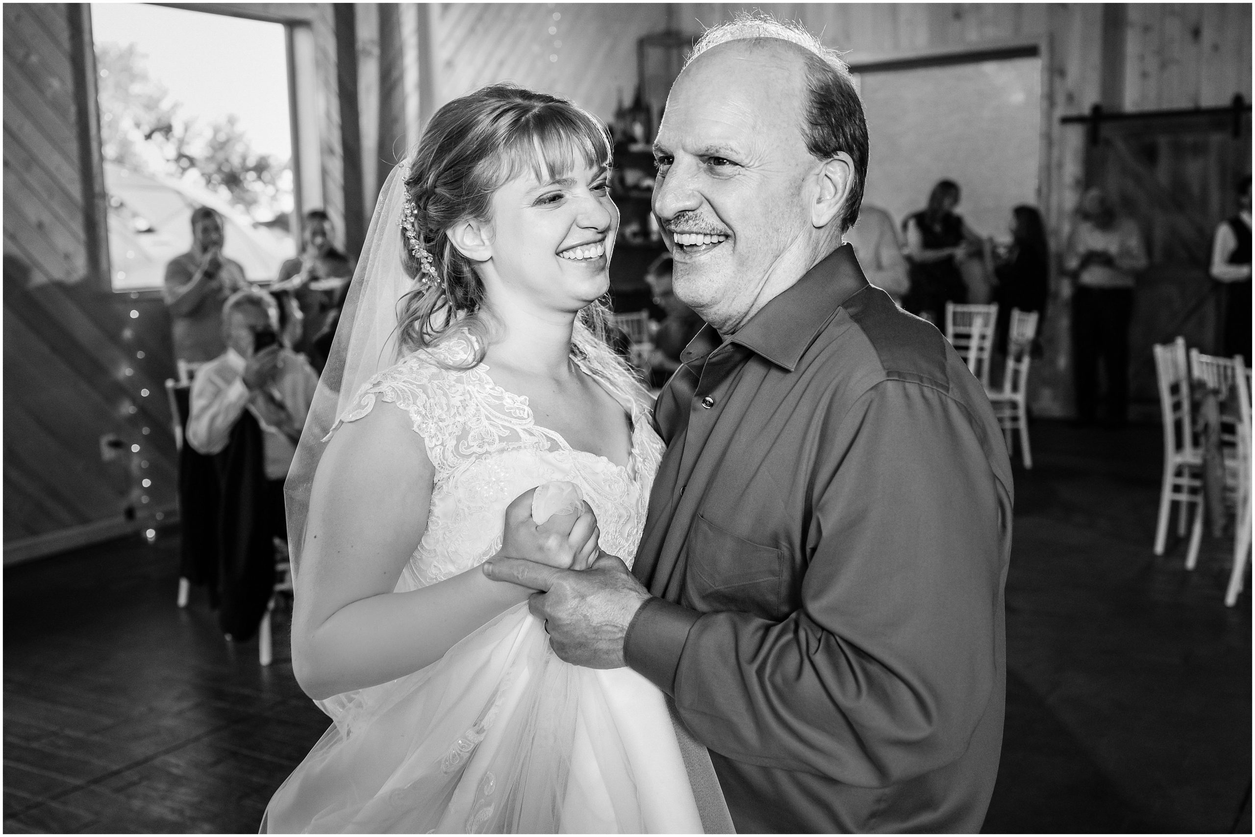 First dance and mother son father daughter dances in a barn | Orchid Inspired Summer Wedding at Oak Hills Utah | Jessie and Dallin Photography