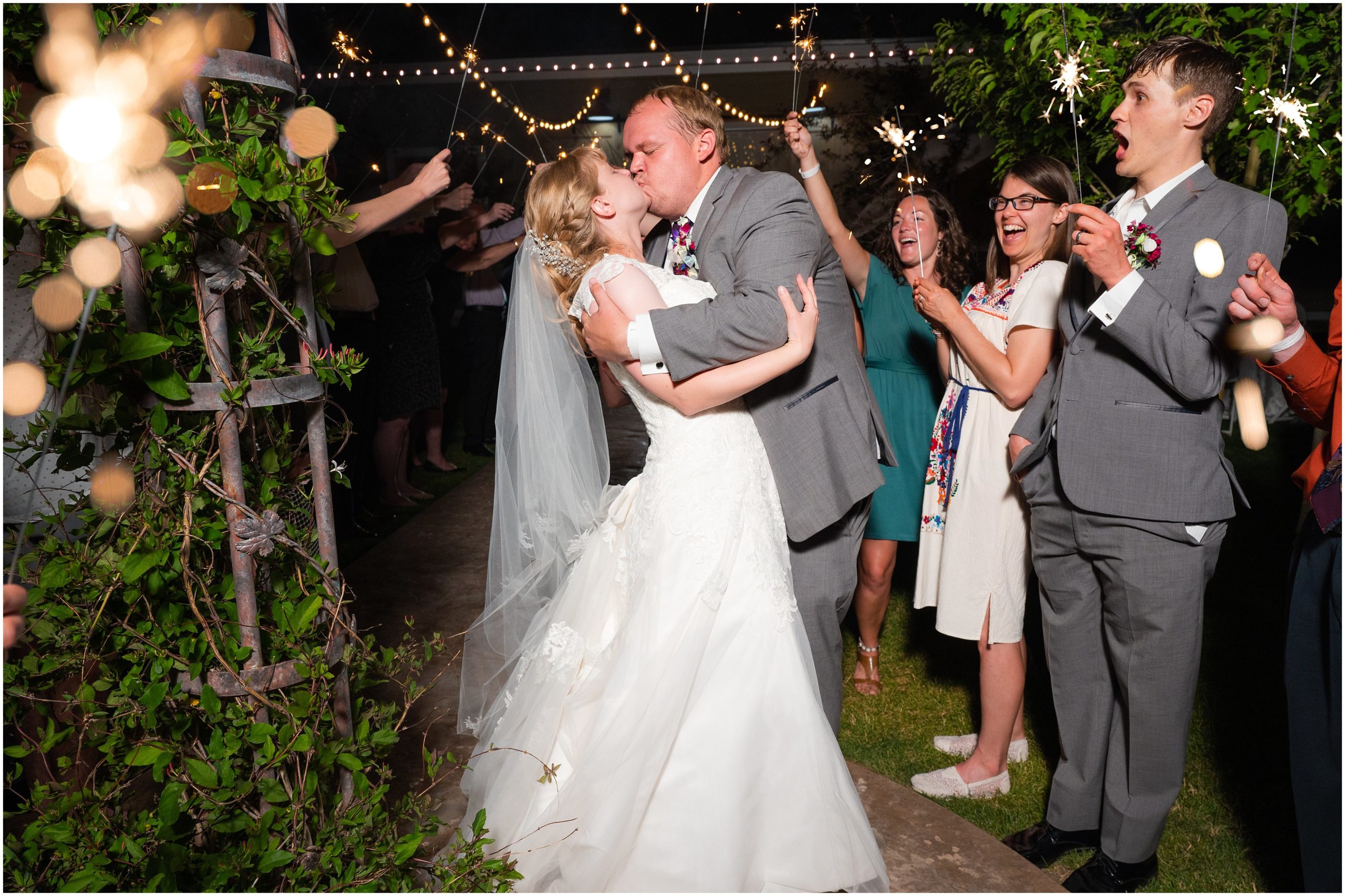 Sparkler exit | Orchid Inspired Summer Wedding at Oak Hills Utah | Jessie and Dallin Photography