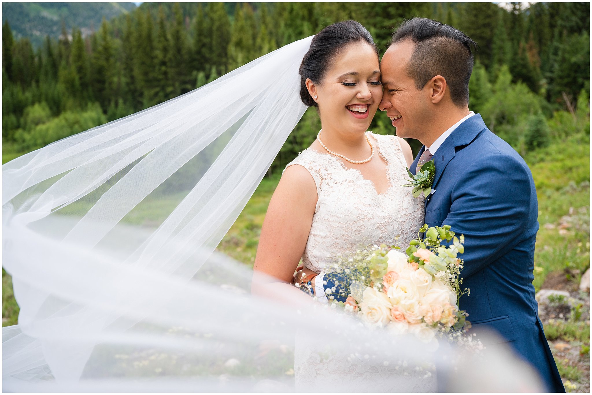 Bride and Groom portraits in the Utah Mountains at Jordan Pines | Cactus and Tropicals and Salt Lake Church Wedding | Jessie and Dallin Photography