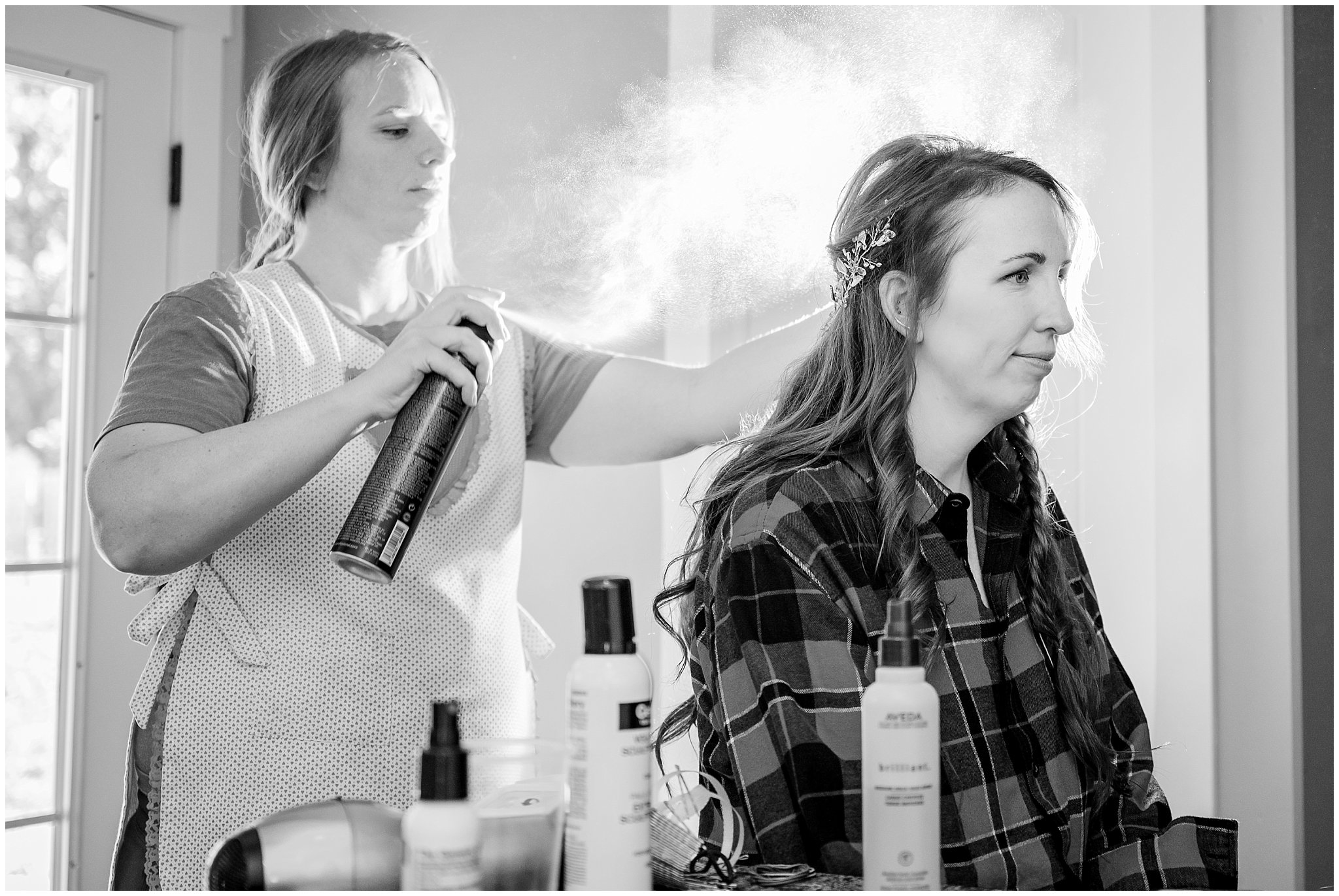Bride and bridesmaids getting ready | Logan Utah Outdoor Summer Wedding | Jessie and Dallin Photography
