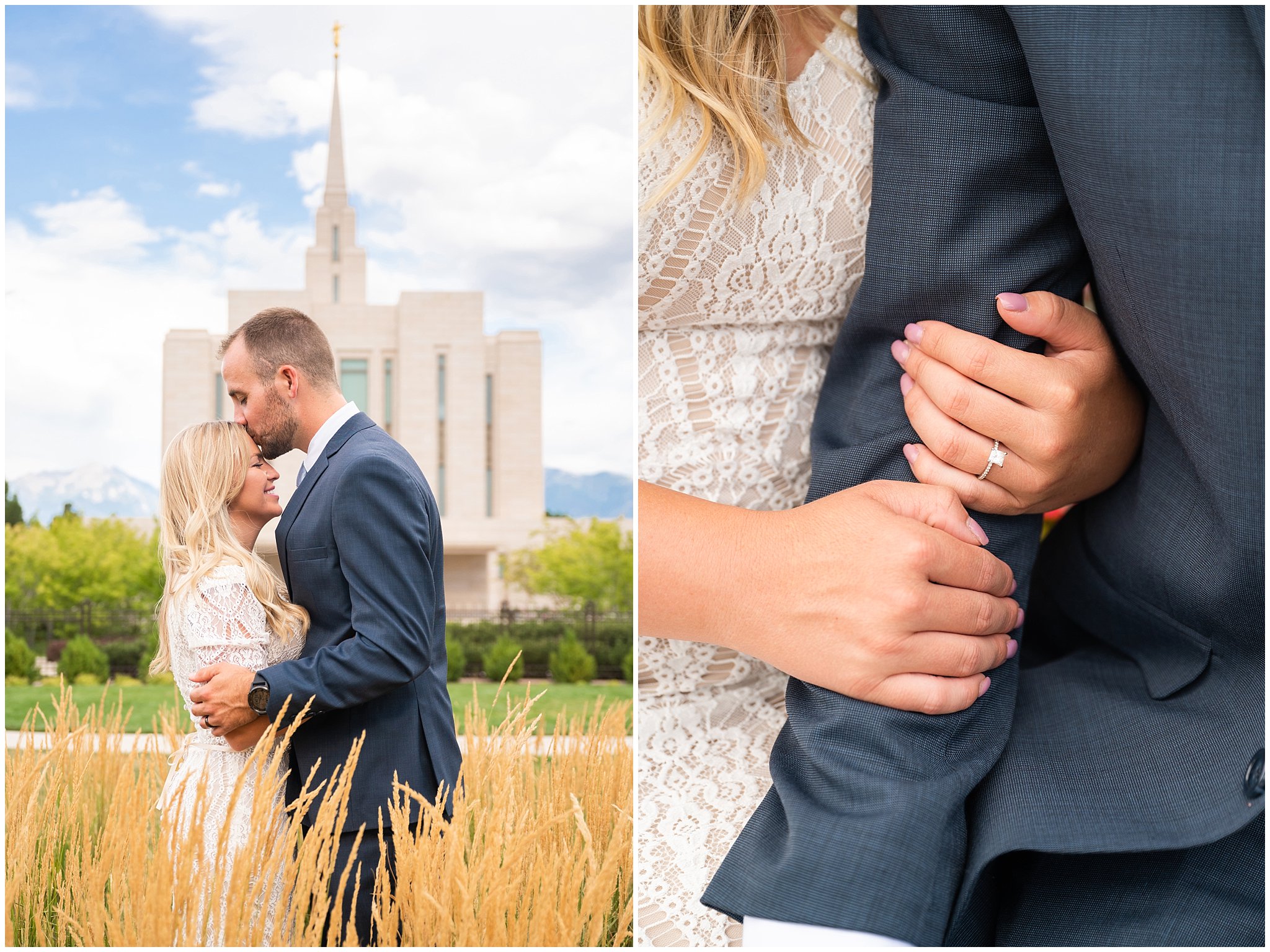 Couple portraits at the Oquirrh Mountain temple | Summer Carnival and Oquirrh Mountain Temple Wedding | Jessie and Dallin Photography