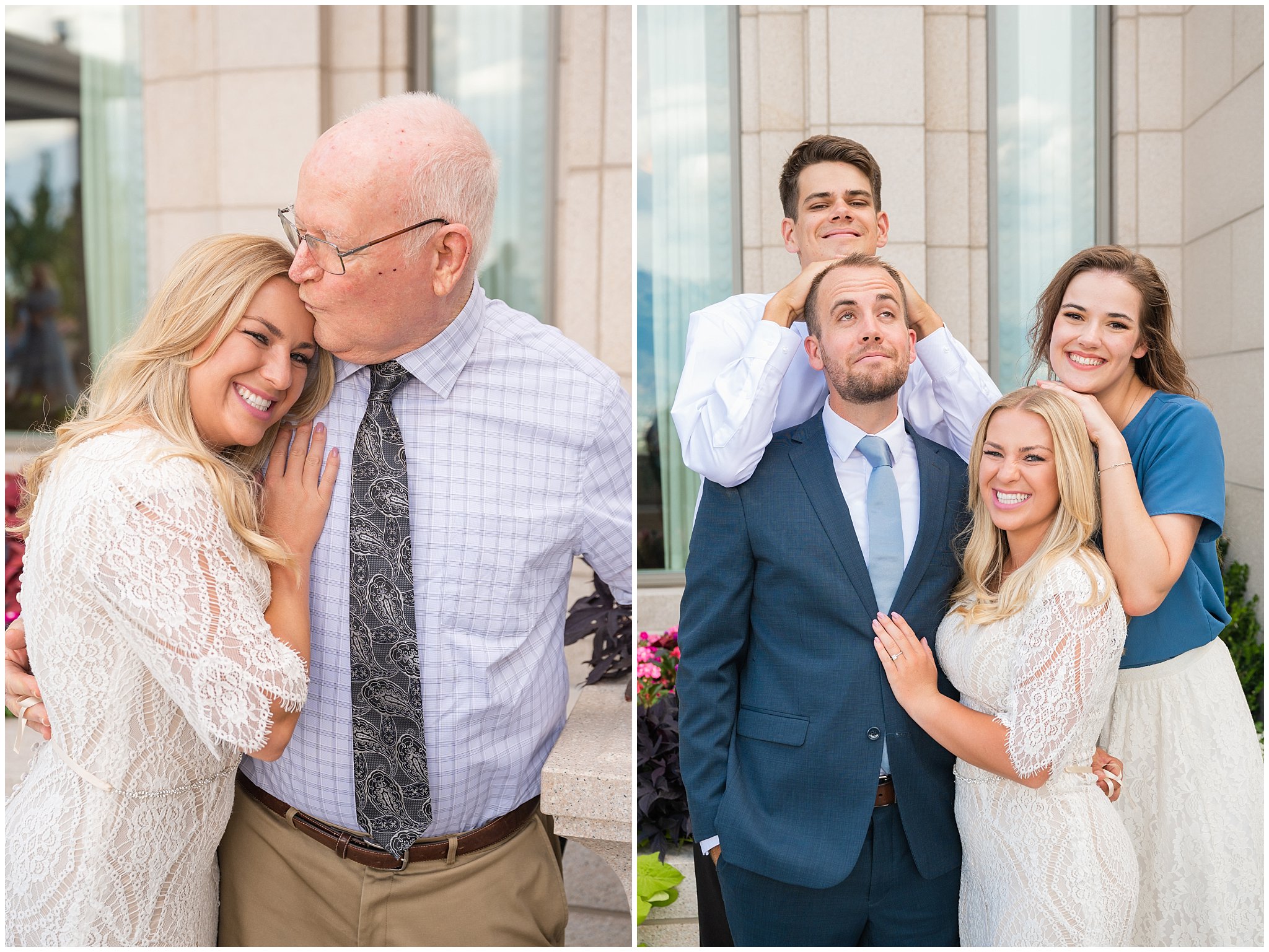 Portraits with family and friends after sealing | Summer Carnival and Oquirrh Mountain Temple Wedding | Jessie and Dallin Photography