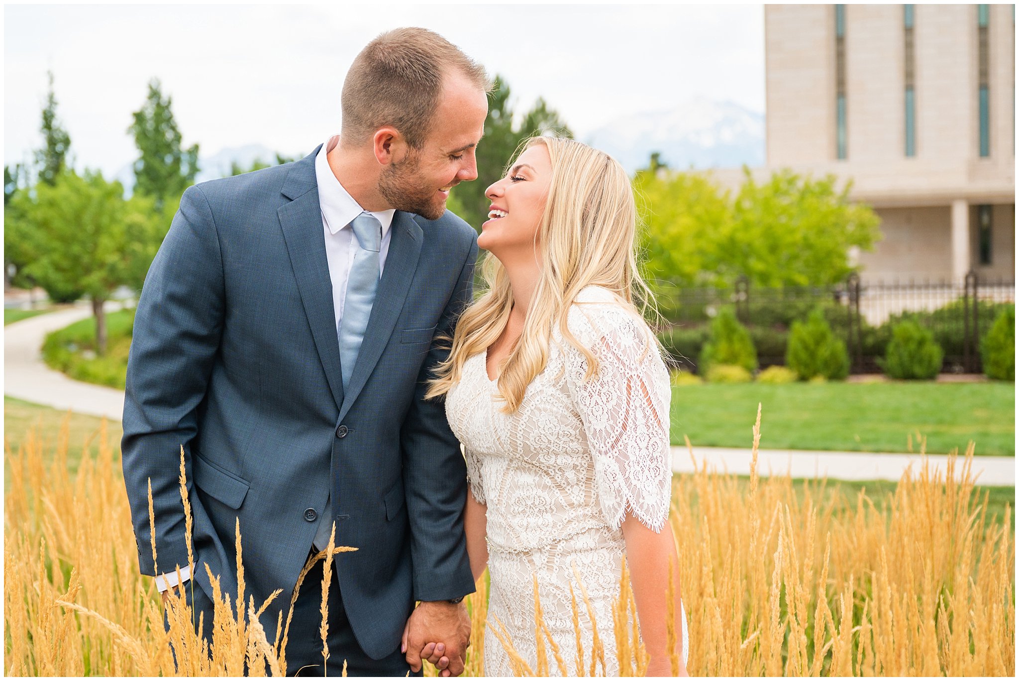 Couple portraits at the Oquirrh Mountain temple | Summer Carnival and Oquirrh Mountain Temple Wedding | Jessie and Dallin Photography
