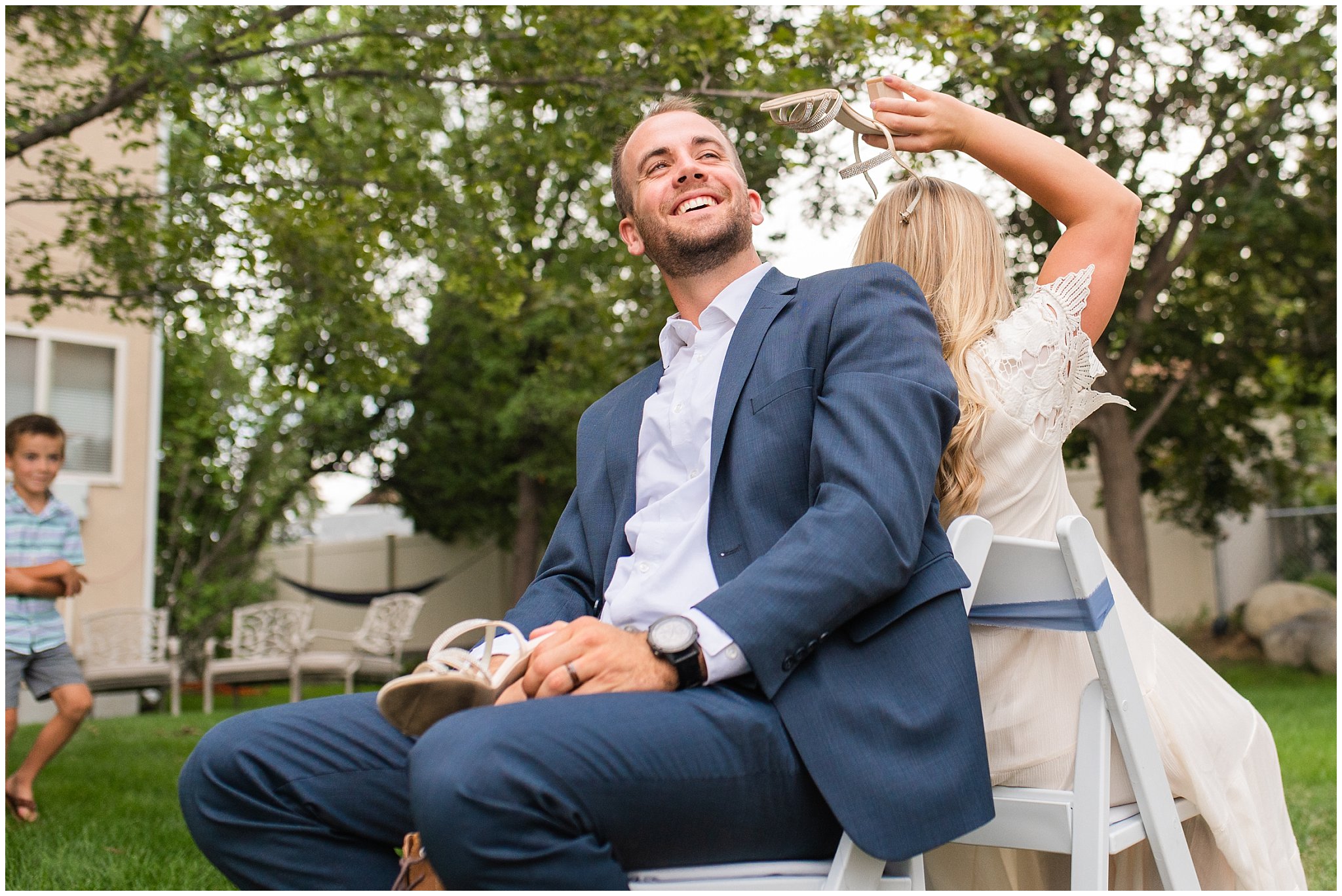 Backyard dinner after wedding | Summer Carnival and Oquirrh Mountain Temple Wedding | Jessie and Dallin Photography