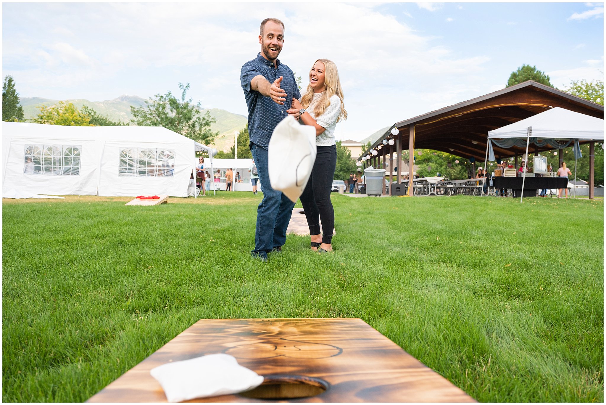 Carnival themed wedding reception outside with activities | Summer Carnival and Oquirrh Mountain Temple Wedding | Jessie and Dallin Photography
