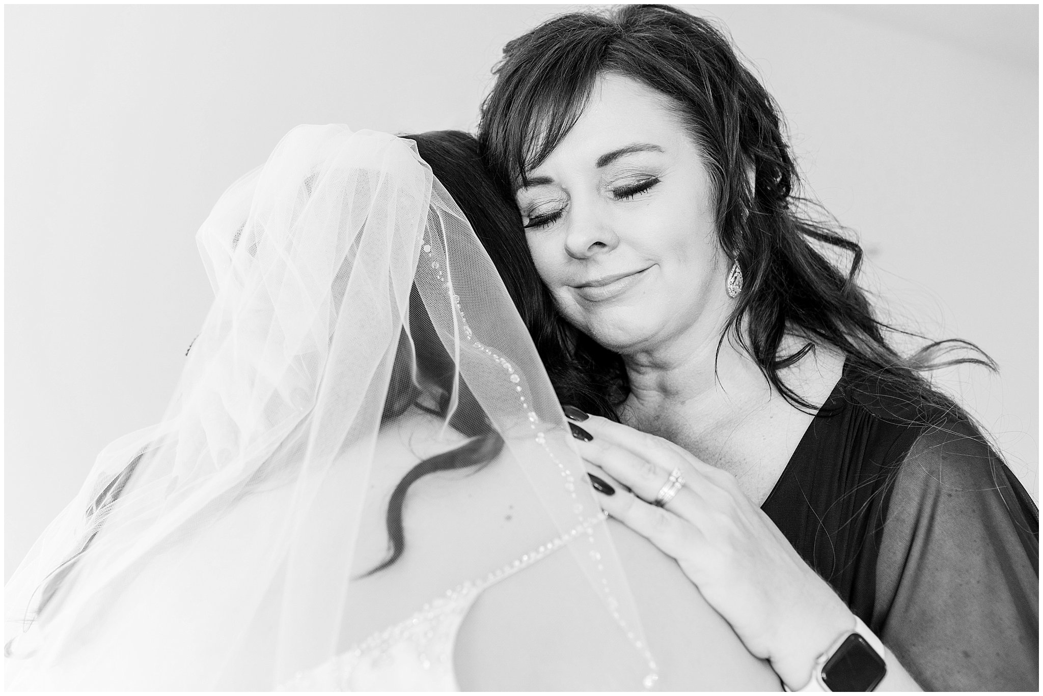 Bride and mom getting ready moments | Green and Salmon Pink Utah Wedding | Oak Hills | Jessie and Dallin Photography