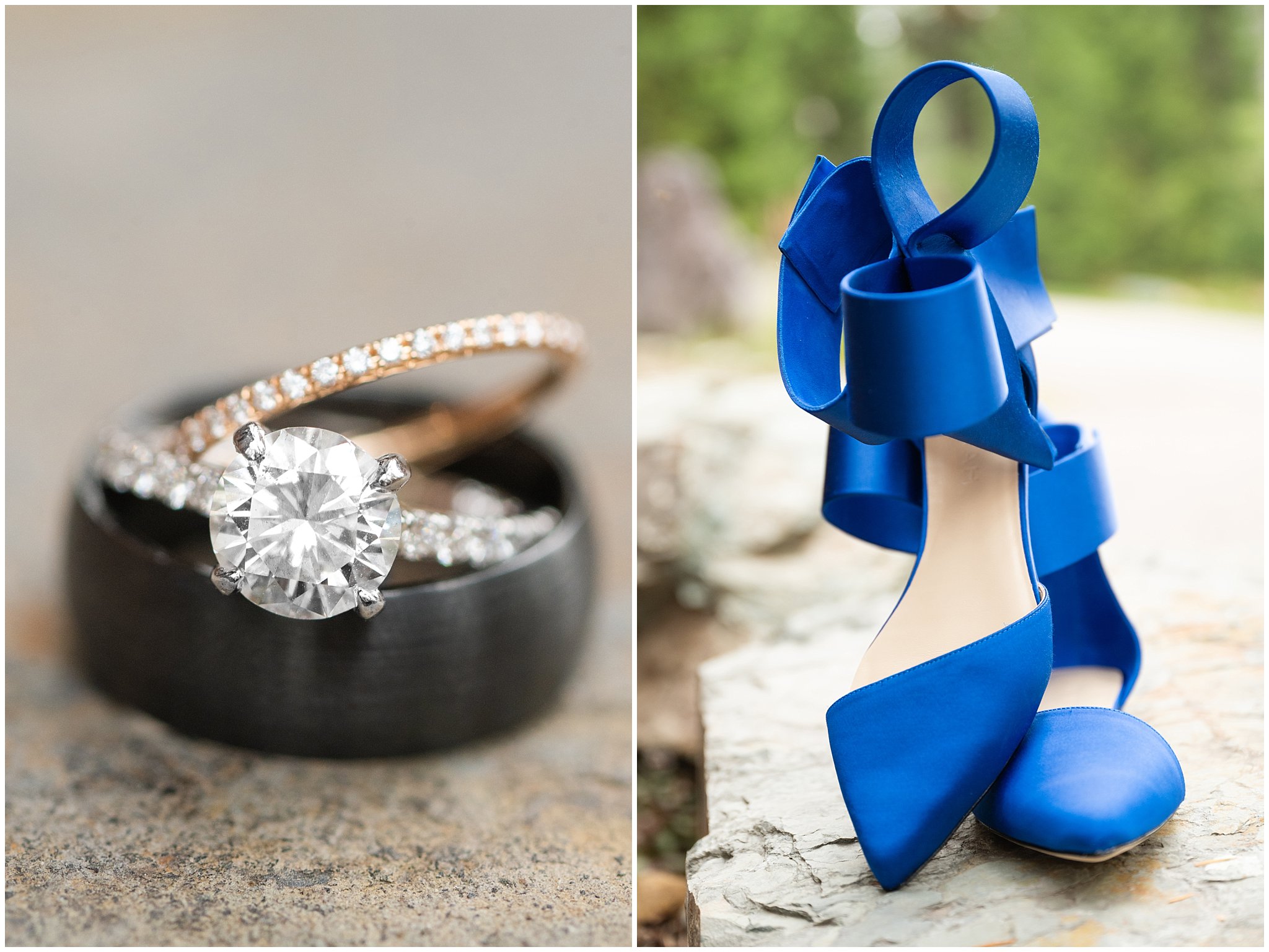 Tiffany ring and blue bridal shoes | Mountainside Weddings Kalispell Montana Destination Wedding | Jessie and Dallin Photography