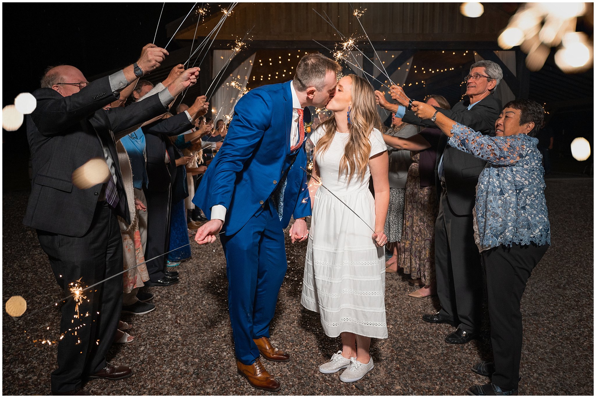 Sparkler exit during wedding in the Montana forest | Mountainside Weddings Kalispell Montana Destination Wedding | Jessie and Dallin Photography