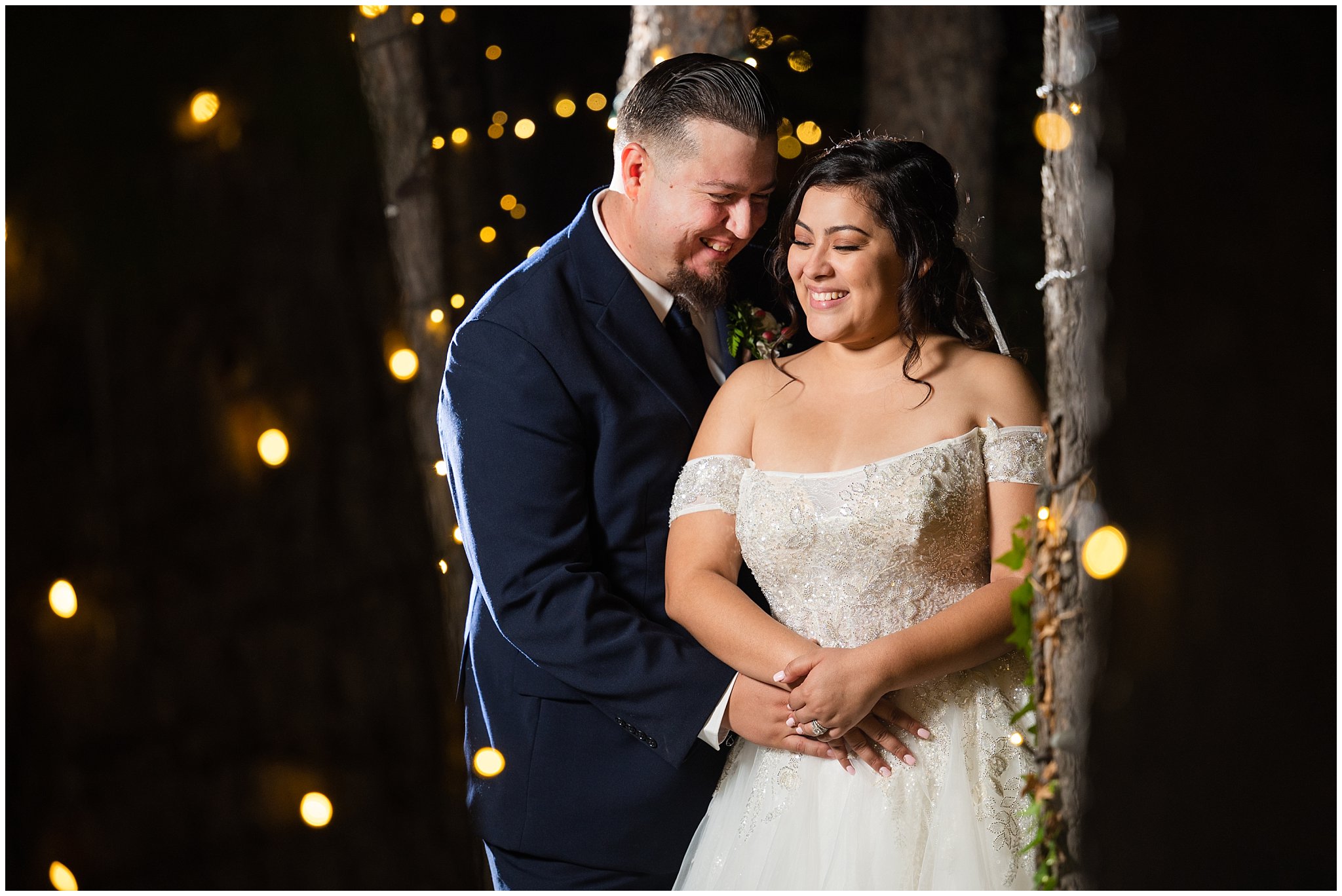 Bride and groom after dark night portraits | Rustic Mountain Destination Wedding at Oak Hills Utah | Jessie and Dallin Photography