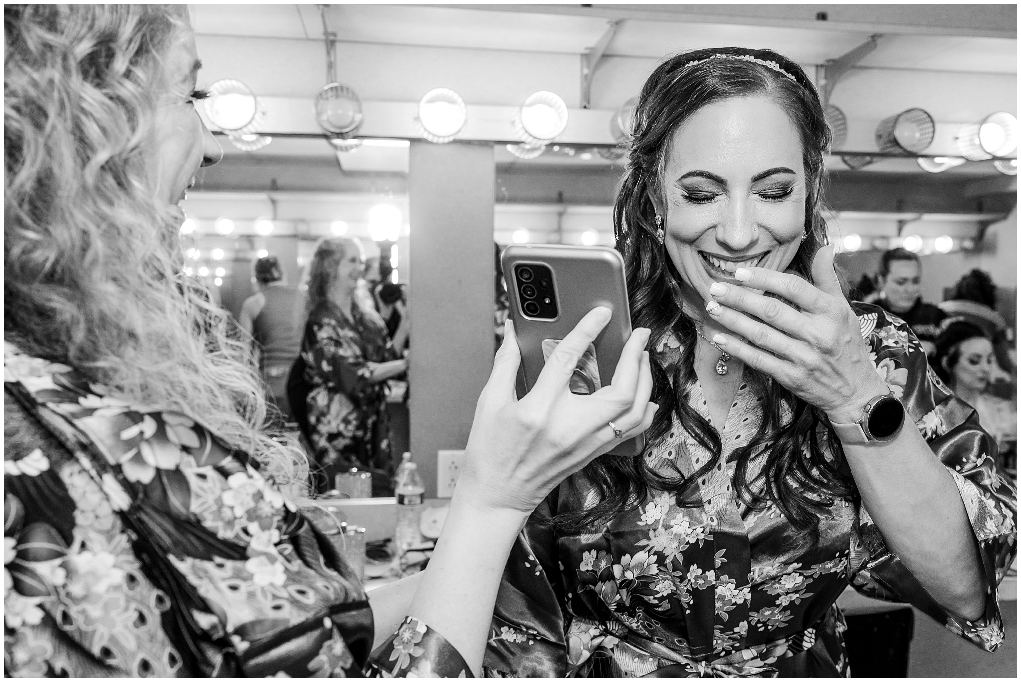 Bride and groom getting ready with wedding party | Broadway Musical Theatre Wedding