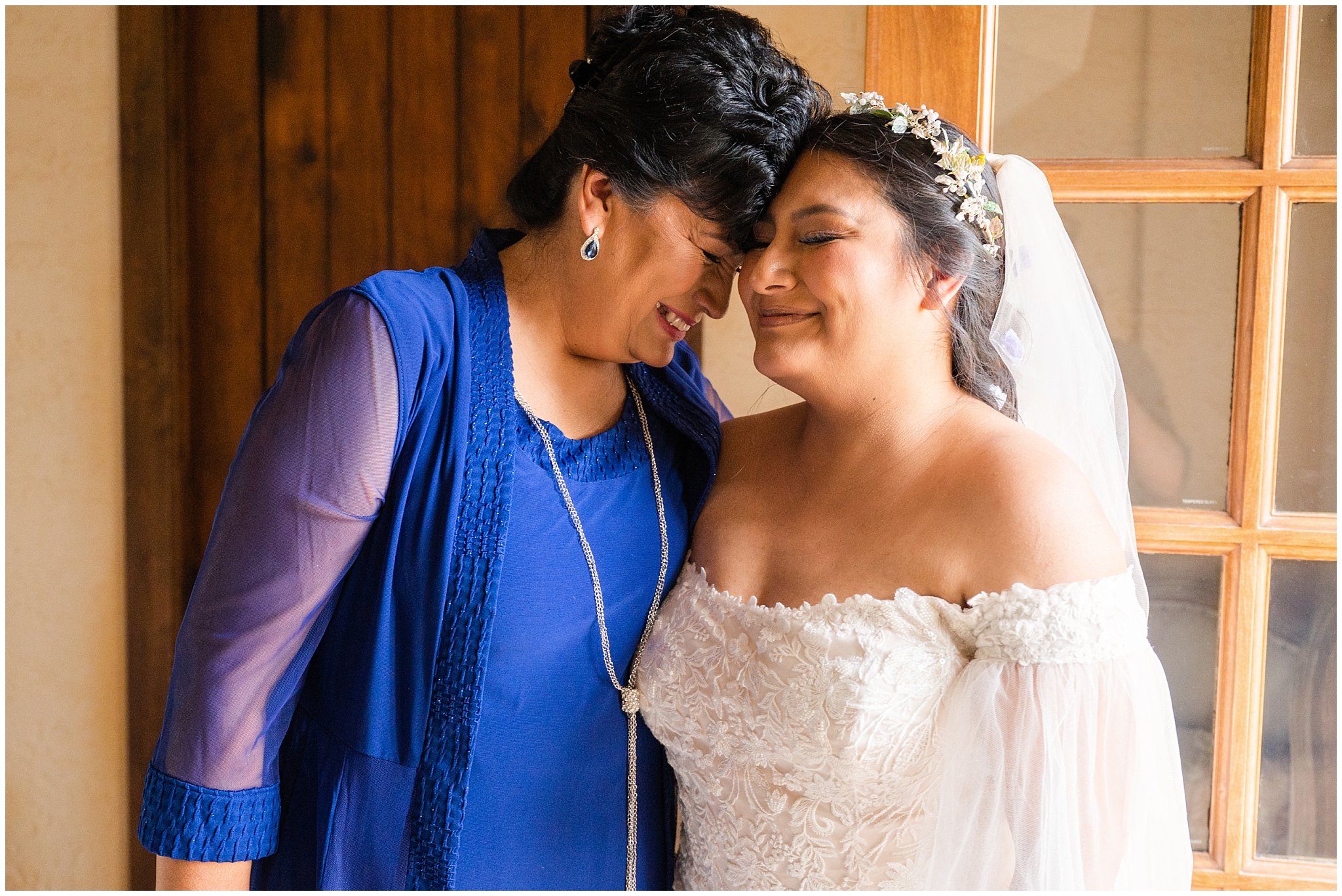 Bride and mom share a moment during getting ready | Wadley Farms Spring Castle Wedding