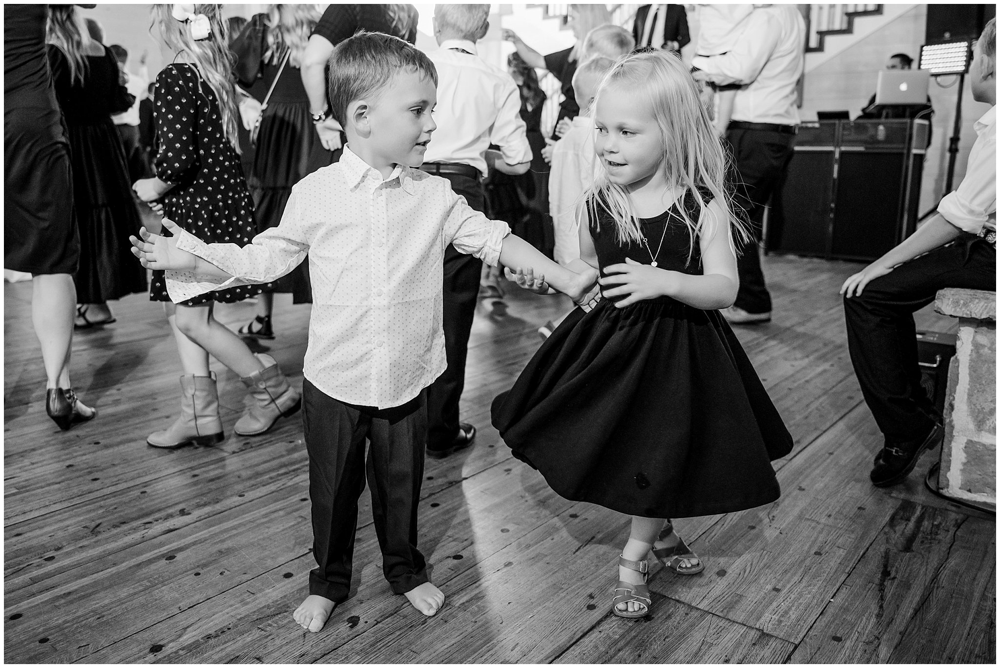 Wedding reception and dancing inside the barn at Walker Farms